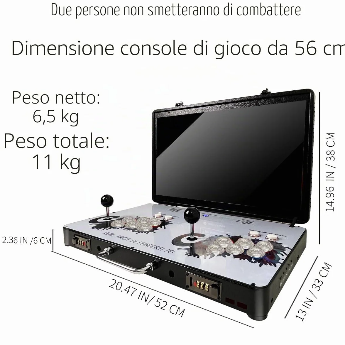Portatile 20000 in 1 Scatola di Metallo 3D Arcade Game Console, Schermo 22 pollici, con Funzioni Ricerca/Nascondi/Salva/Caricamento/Pausa