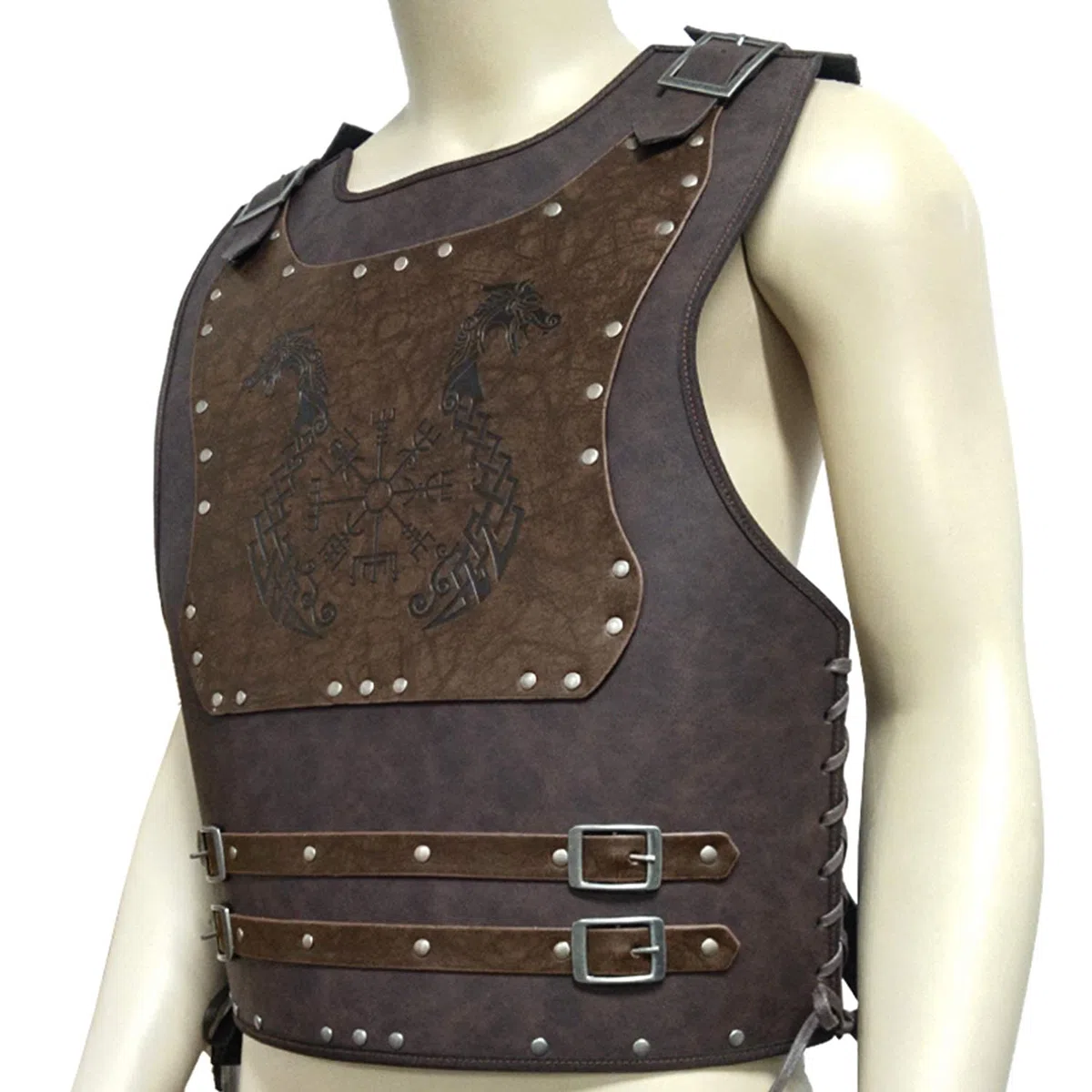 HiiFeuer - Armatura da Petto in Pelle PU, Stile Guerriero Vichingo, Armatura in Pelle Medievale Per Attività di Cosplay e di Carnevale