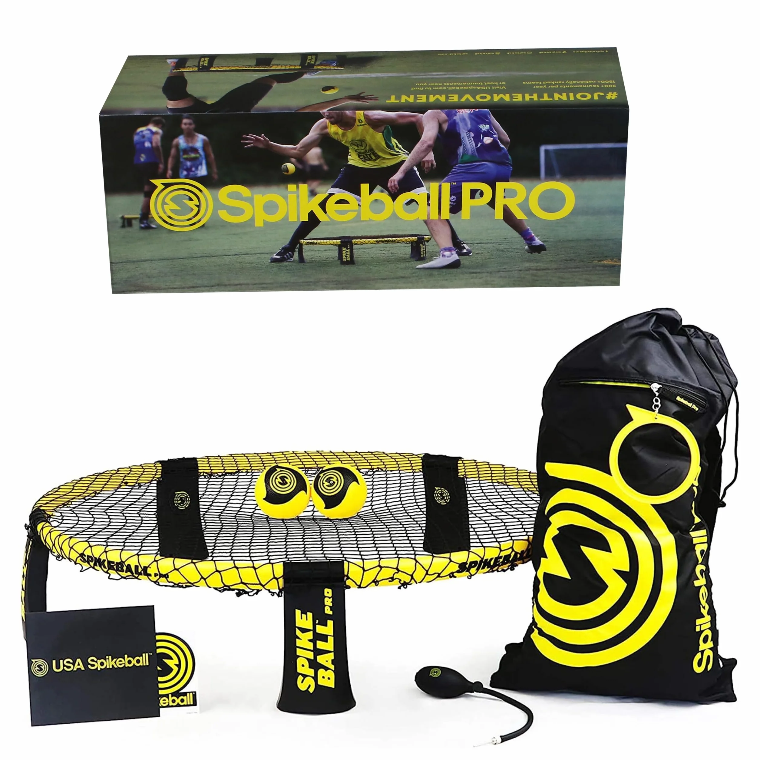 Spikeball Pro Kit (Tournament Edition) inklusive verbessertem, strkerem Spielnetz, neue Blle fr mehr Spin, tragbare Ballpumpenanzeige, Rucksack Bekannt aus dem Shark Tank TV