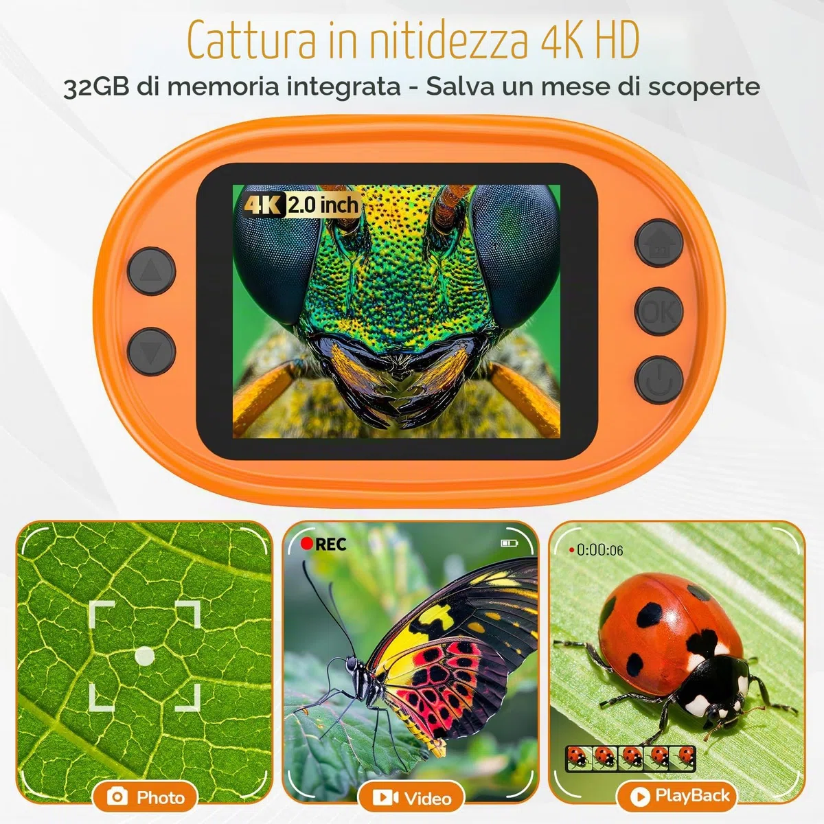 Microscopio per bambini lente d'ingrandimento portatile ragazzi ragazze 4-12