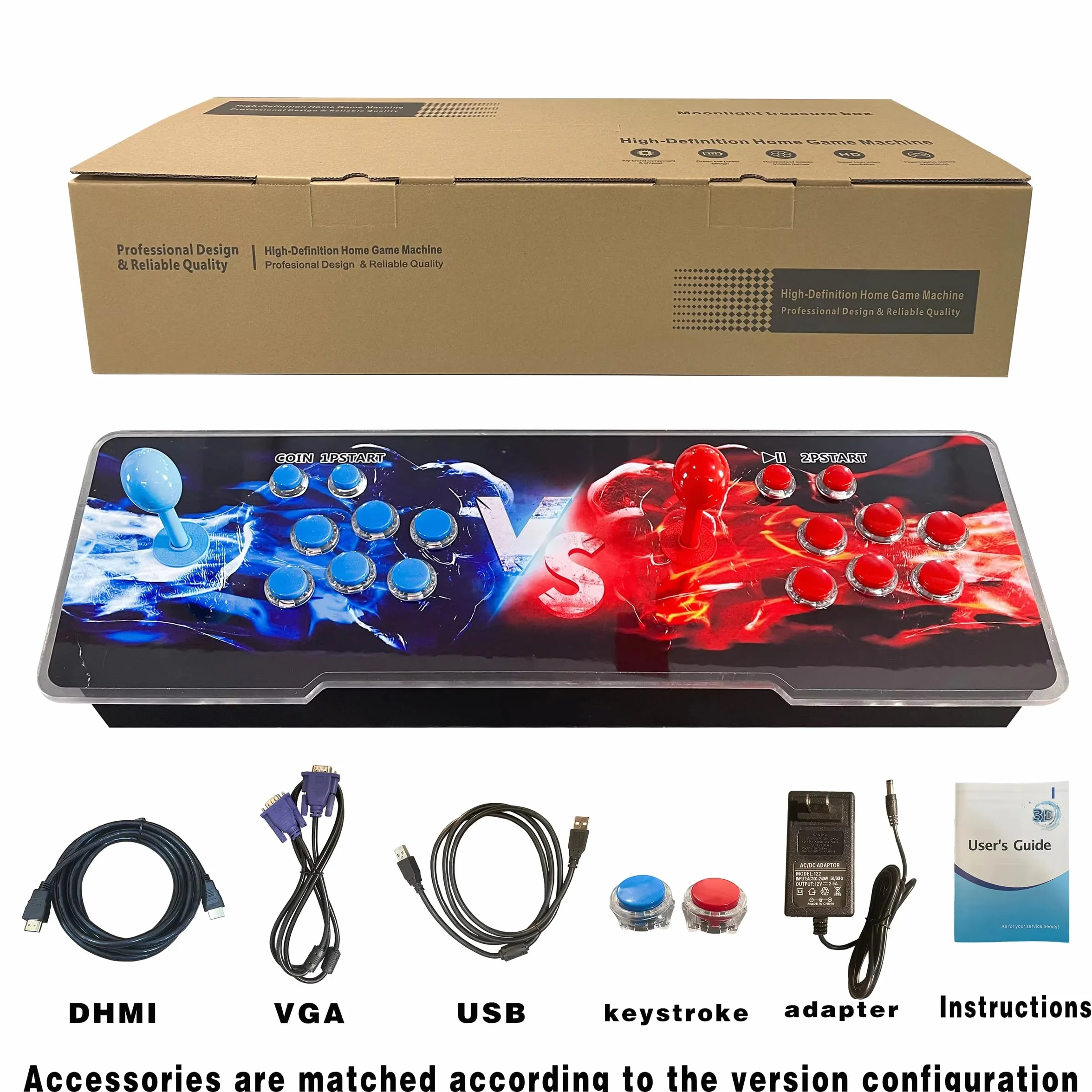 Scatola giochi arcade, console di gioco arcade, retrò, per PC, proiettore e TV, 2-4 giocatori, 1280 x 720, giochi 3D, cerca/nascondi/salva/carica/pausa, elenco dei preferiti (DX 9800)