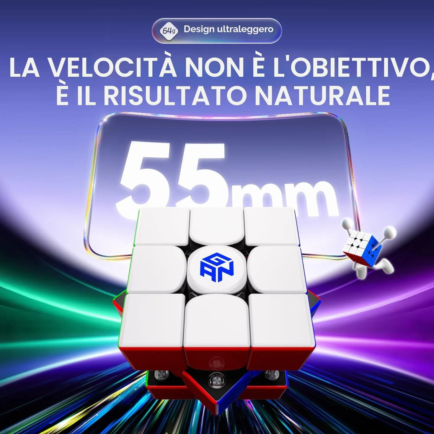 GAN V100 Maglev Cubo di Velocità Professionale 3x3 Speed Cube, Cubo Magnetico con 72 Magneti e Design Leggero da 64g, GAN Cube 355 Maglev è Perfetto per Giocatori con Mani Piccole e per Principianti.