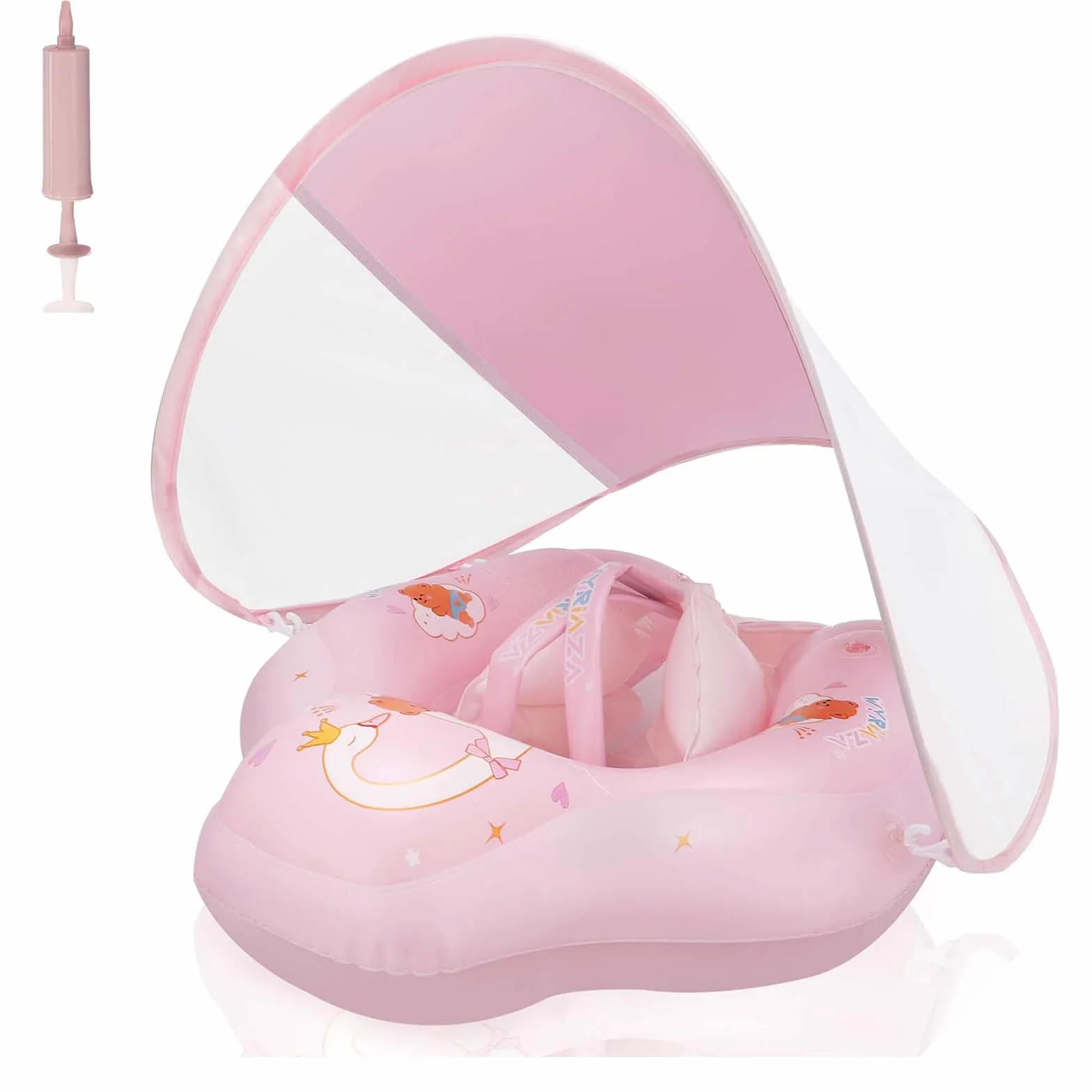 WYRIAZA Salvagente Neonato con Parasole, Adatto a Bambini dai 3 ai 36 Mesi (1-3 Anni), Ciambella Neonato mare con Protezione UV UPF 50+, Salvagente Bambino, Gonfiabile Mare