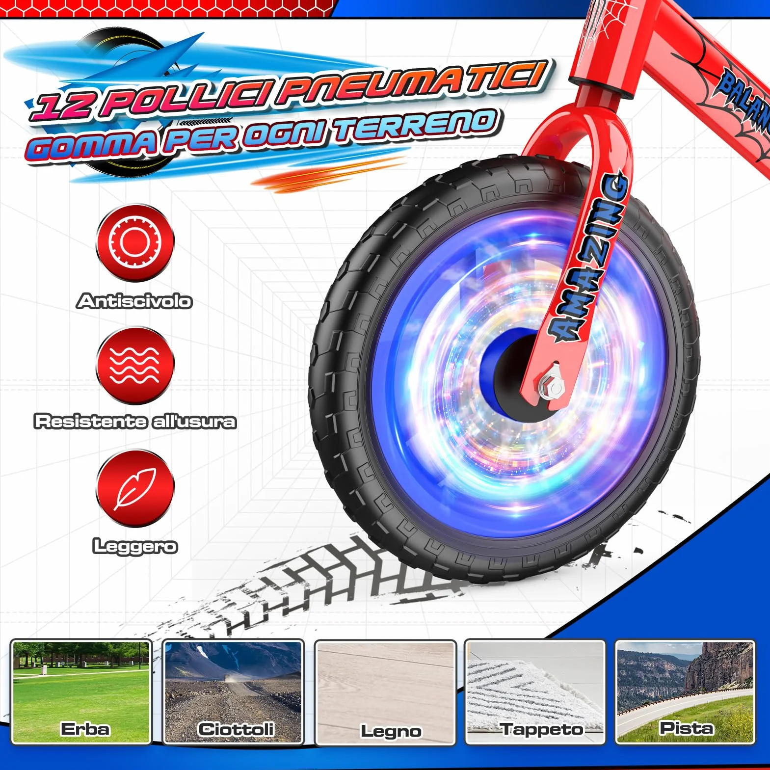 Braxel Bicicletta Bambini Senza Pedali 2-6 Anni, Giocattoli Giochi per Bambini 2 3 4 5 6 Anni Regalo Bambino, Bici Senza Pedali Balance Bike per l'Equilibrio, Manubrio e Sellino Regolabili, Max 35 KG