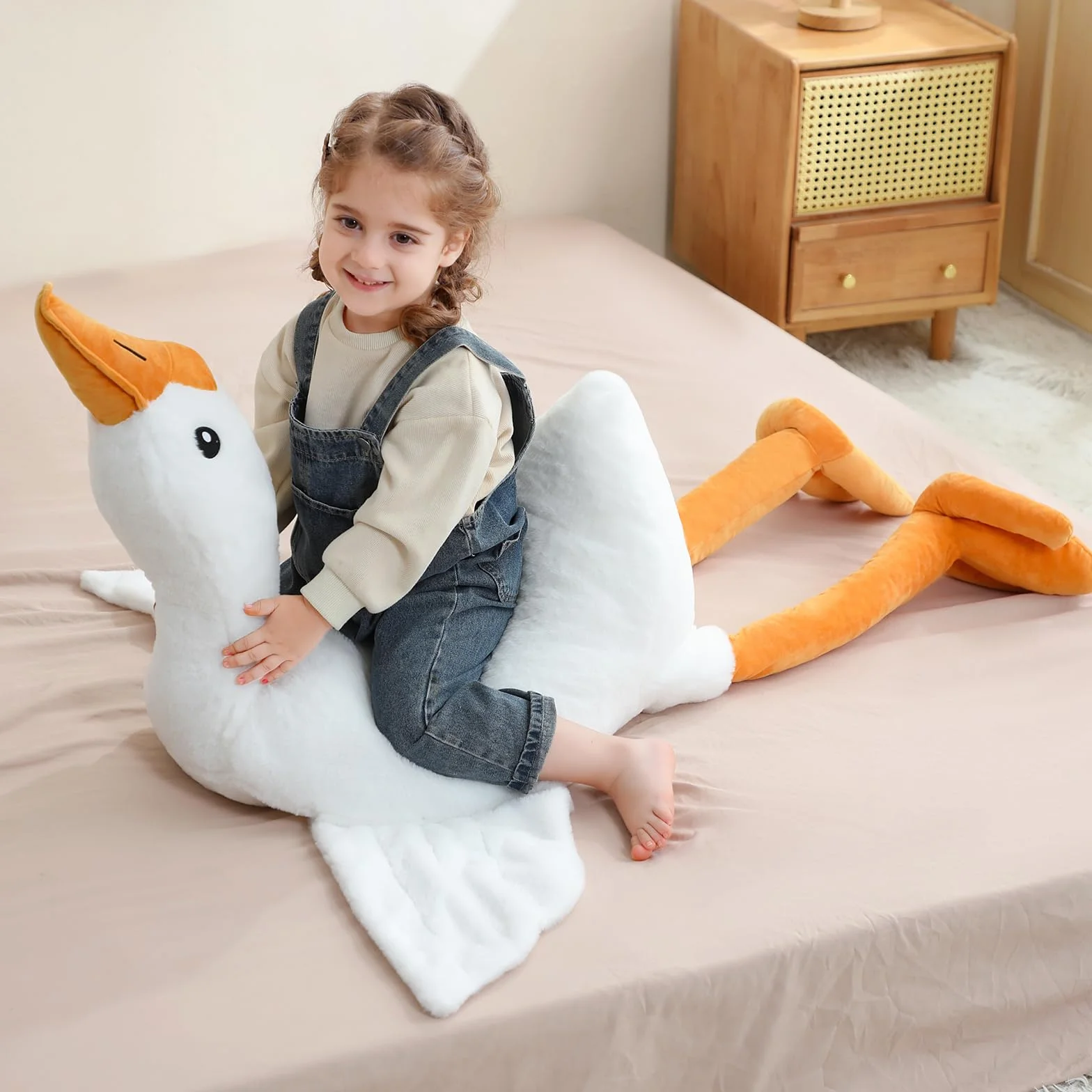 Peluche d'oca gigante da 130 cm, XXL, morbido e morbido peluche d'oca, grande anatra di peluche, per il compleanno dei bambini