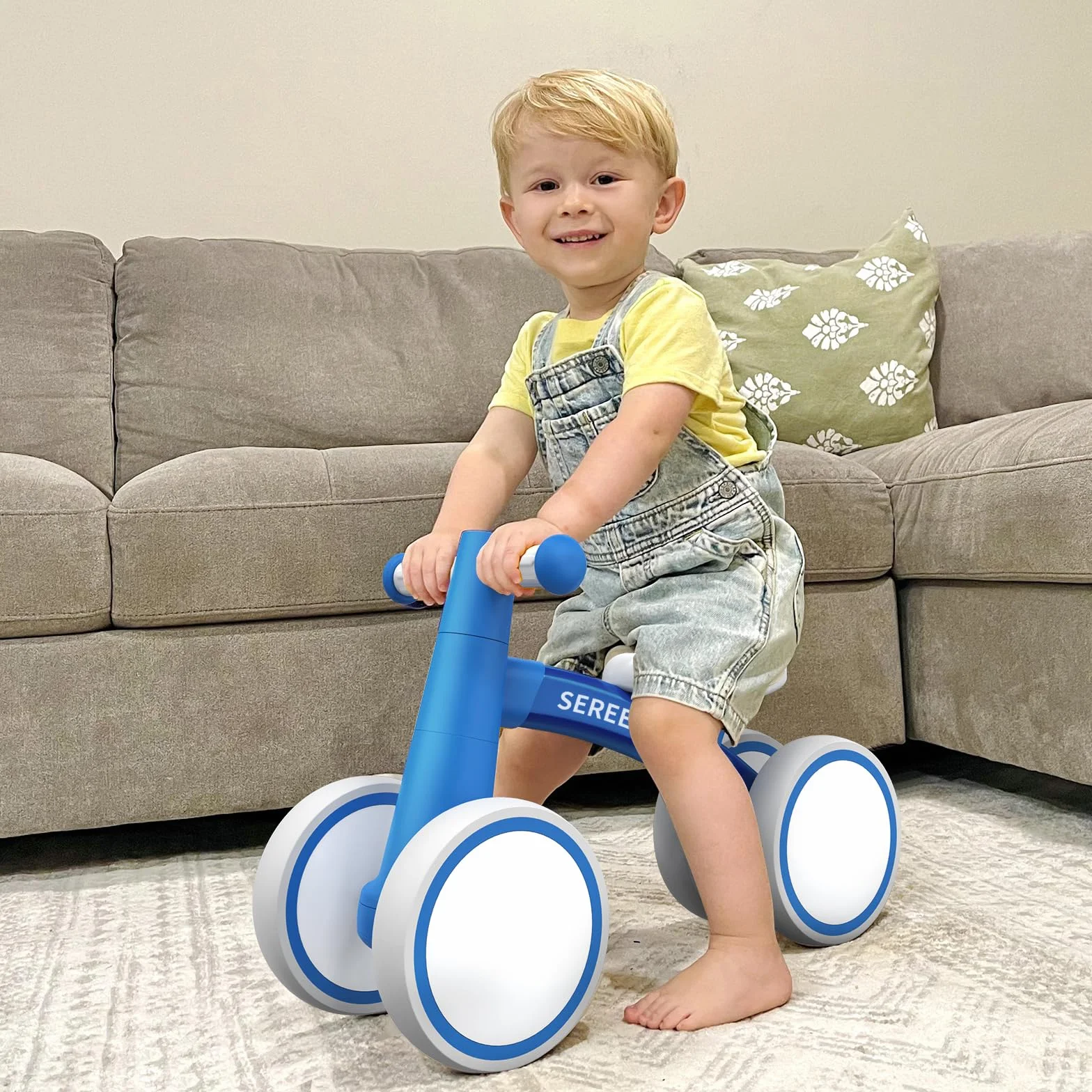 SEREED Bicicletta per bambini a partire da 1 anno, giocattolo per bambini da 12 a 24 mesi, prima bicicletta senza pedale con 4 ruote per ragazzi e ragazze, regalo di primo compleanno