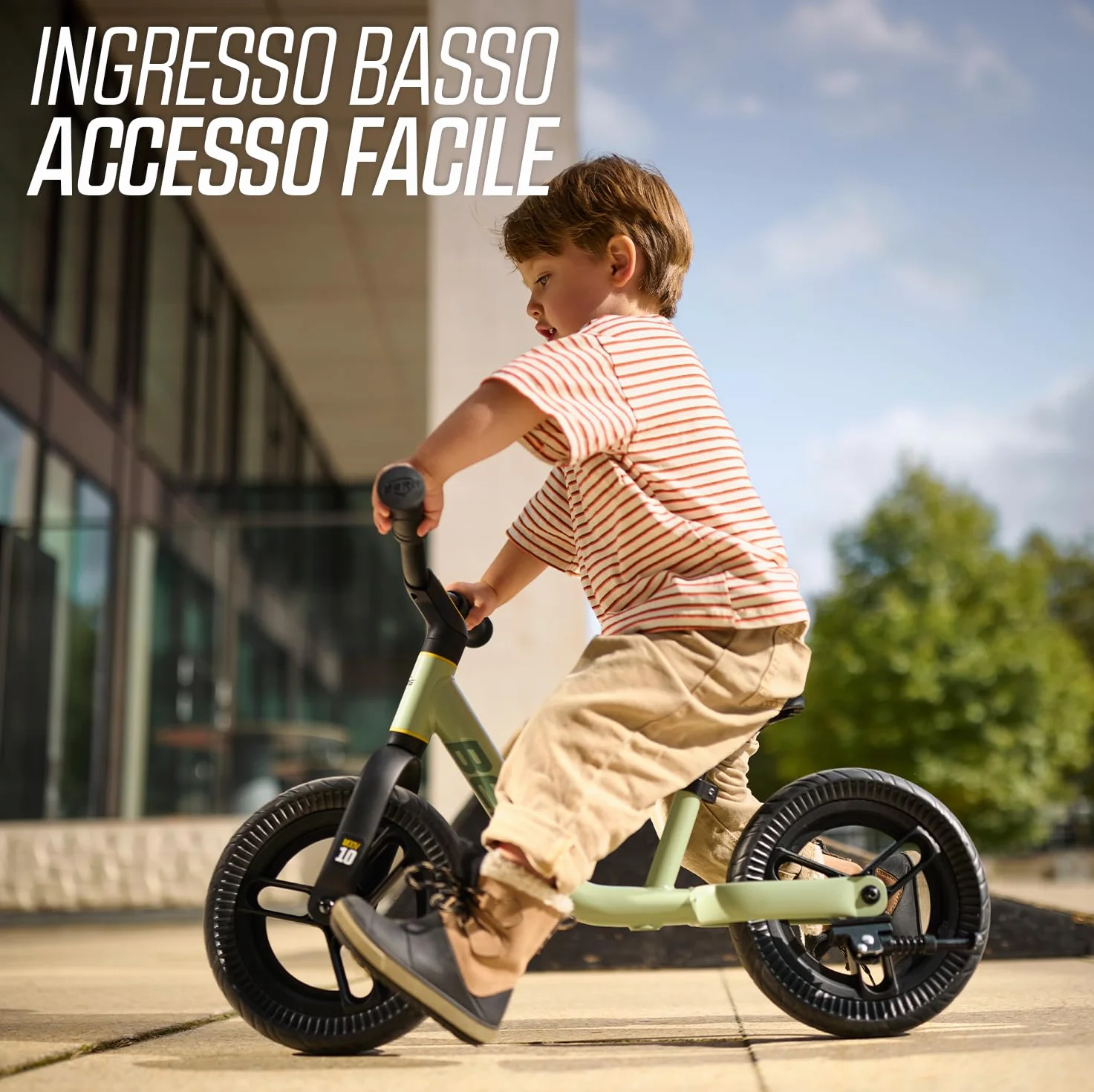 BERG MOOV 10 | Bici Senza Pedali per Bambini da 2 Anni | Ruote EVA Antiforatura da 10 Pollici | Sella e Manubrio Regolabili | Leggera ed Ergonomica | Facile da Trasportare