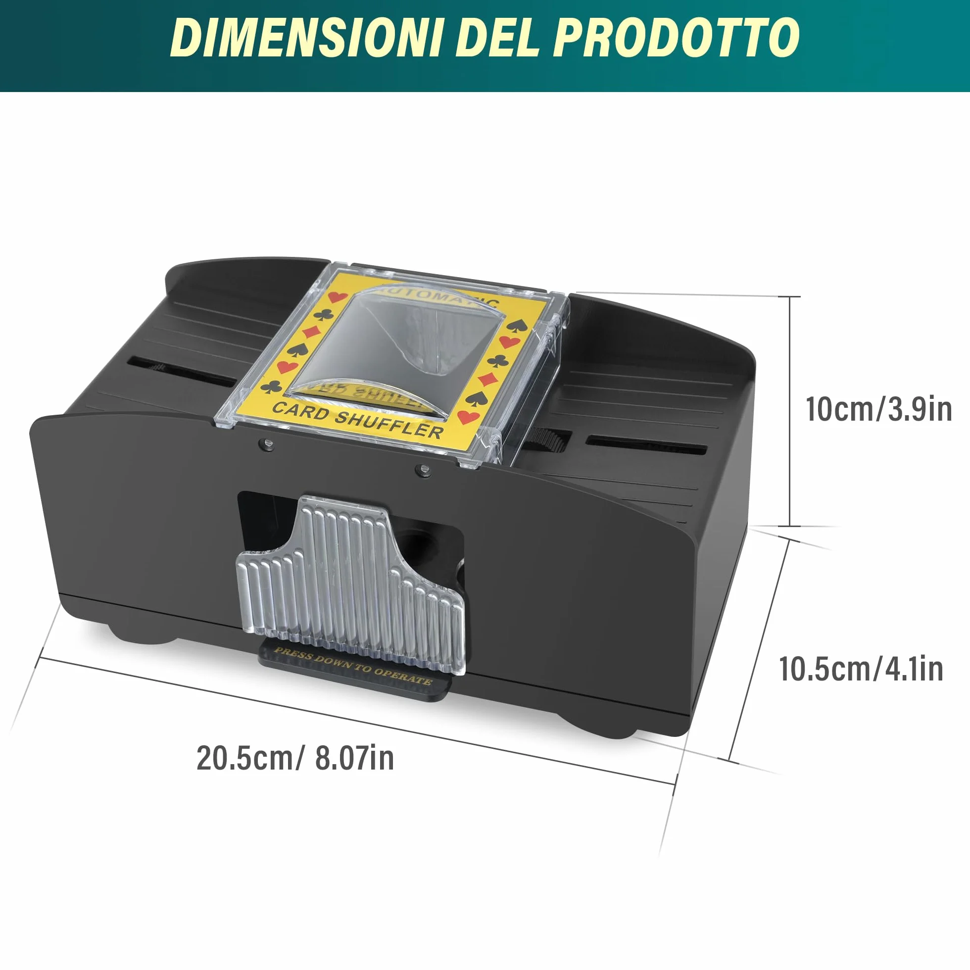 Cheerhom Mischia Carte Automatico, Mescolatore Cartes da Gioco Elettrico per 1-2 Mazzi, Distributore Cartes da Gioco Elettrico per UNO, Poker, Blackjack - USB + Funzionamento a Batteria