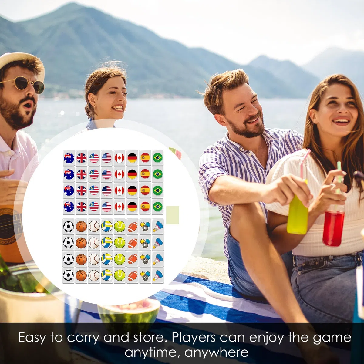 Seaside Escape Gioco Mahjong Set 65 Bacchette Motivi Bandiere Nazionali Giochi da Tavolo