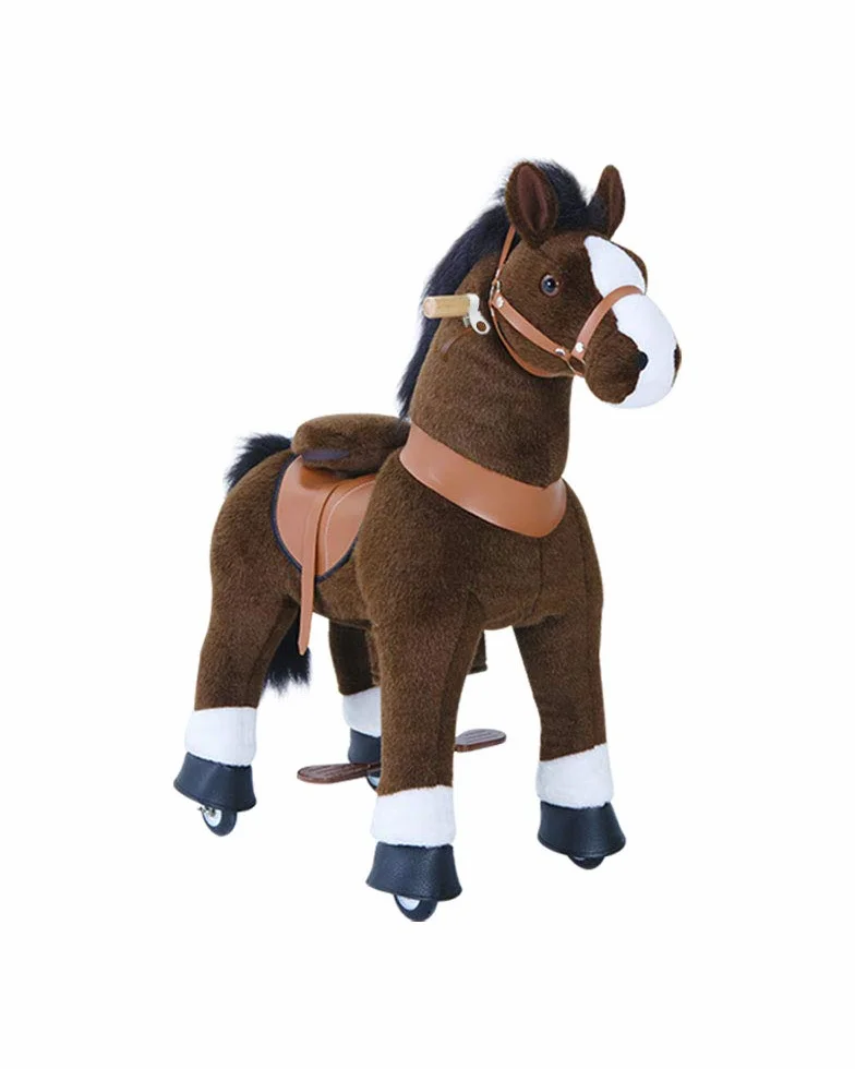 PonyCycle Modello U Pony Cavalcabile per Bambini Cavallo Giocattolo Grande (con Freno/con Suono/ 90cm Altezza/Taglia 4 per 4-7 Anni) Cavallo a Dondolo con Ruote Cavallo Cioccolato Ux421