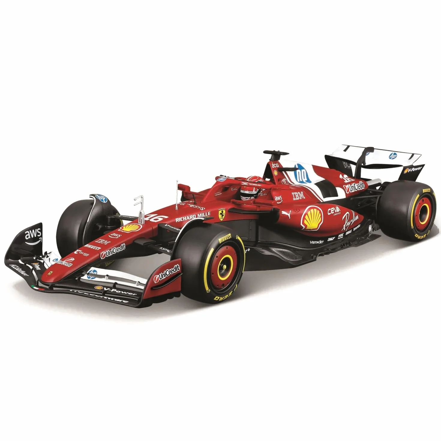 Bburago – Ferrari SF-25 F1 2025#16 Leclerc, Diecast Modellino Auto 1:18, replica autentica della Ferrari Formula 1 Bolid, licenza ufficiale, età consigliata 14+ anni
