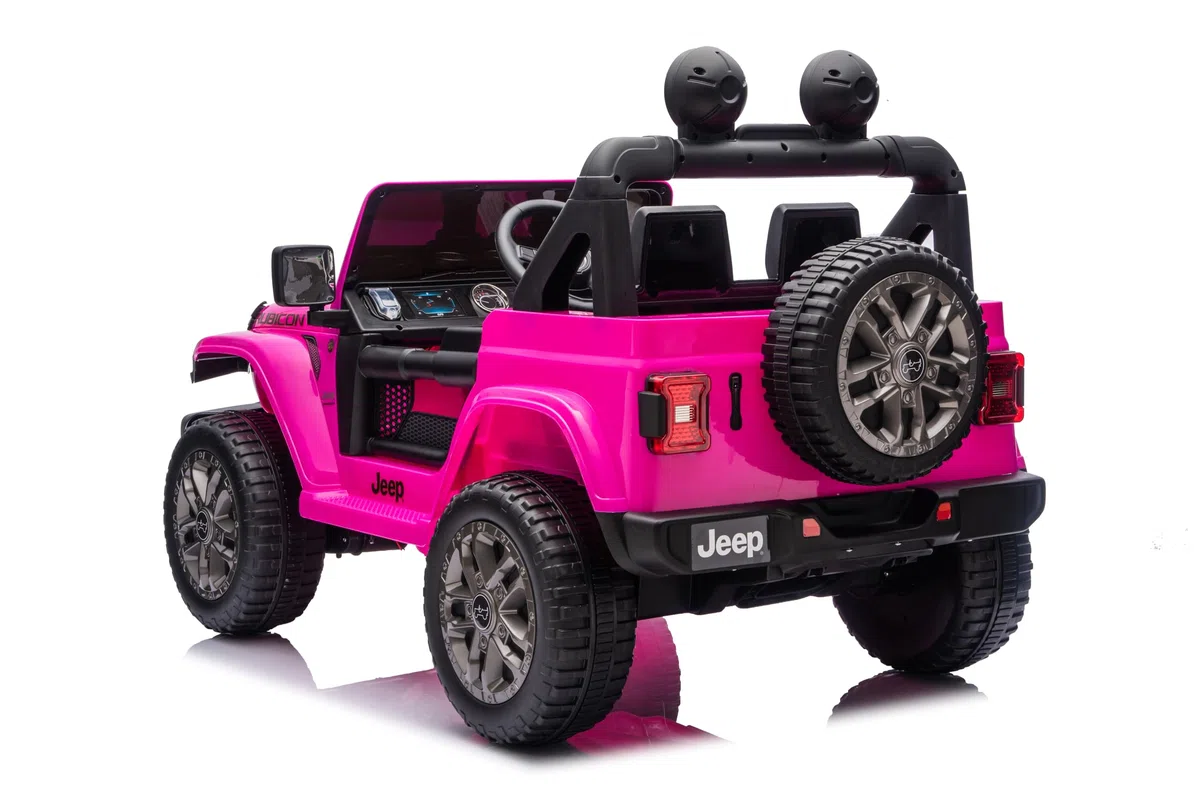 Jeep Wrangler Rubicon 2026 Auto Elettrica Bambini 12V Fuoristrada 2 Posti SEDILI Pelle Porte Apribili Doppio Motore Rosa