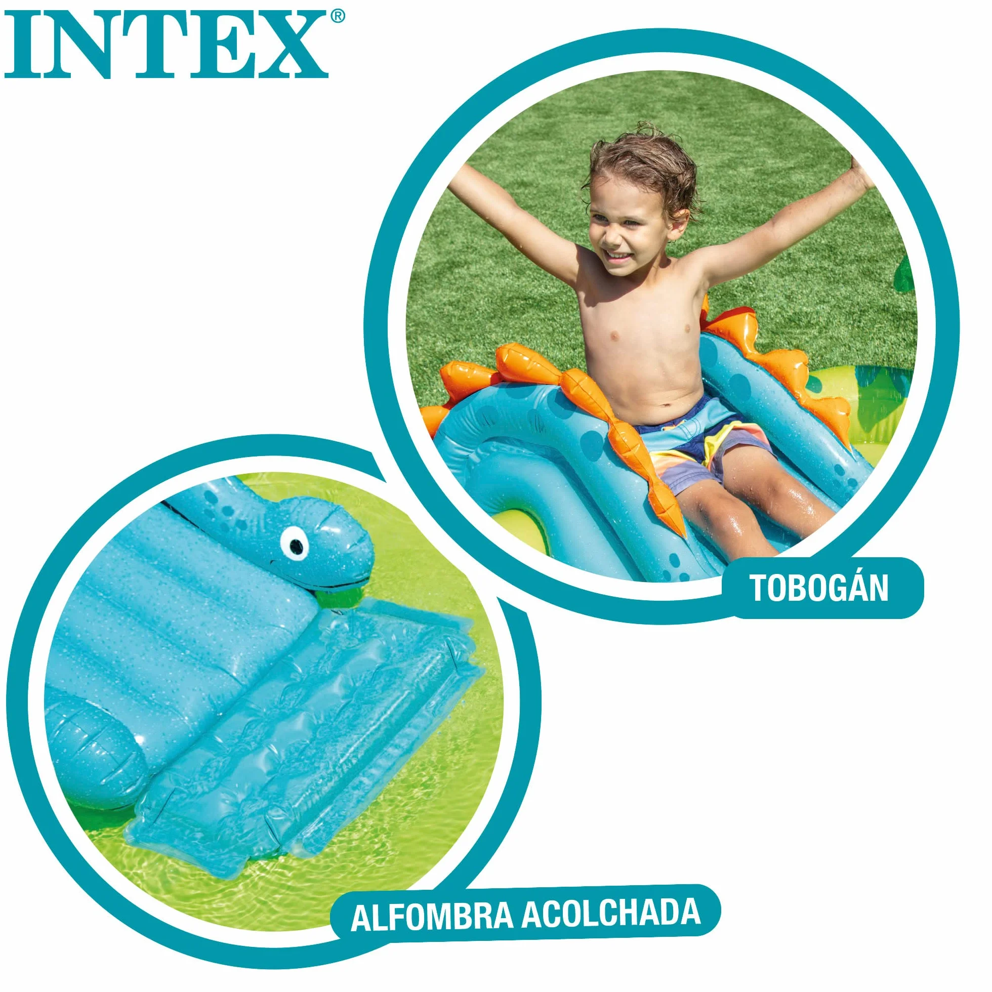 Intex 57166NP - Piscina Gonfiabile Play Center Dinosauri, Vinile, Multicolore, 191x152x58 cm