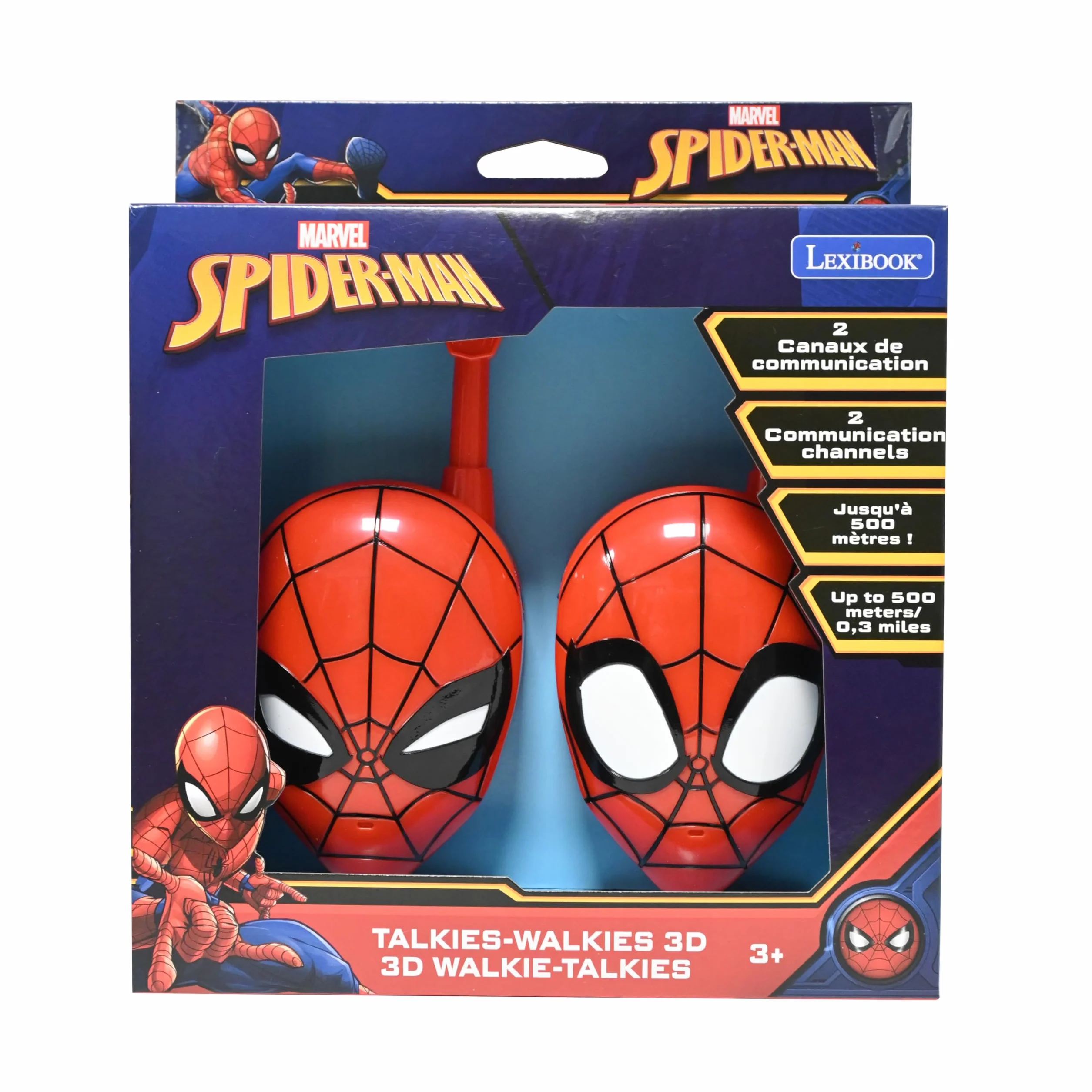 Lexibook, Spider-Man, Spider-Man 3D walkie-talkies, Portata 500m, 2 canali di Comunicazione, Clip per Cintura, Rosso, TW18SP