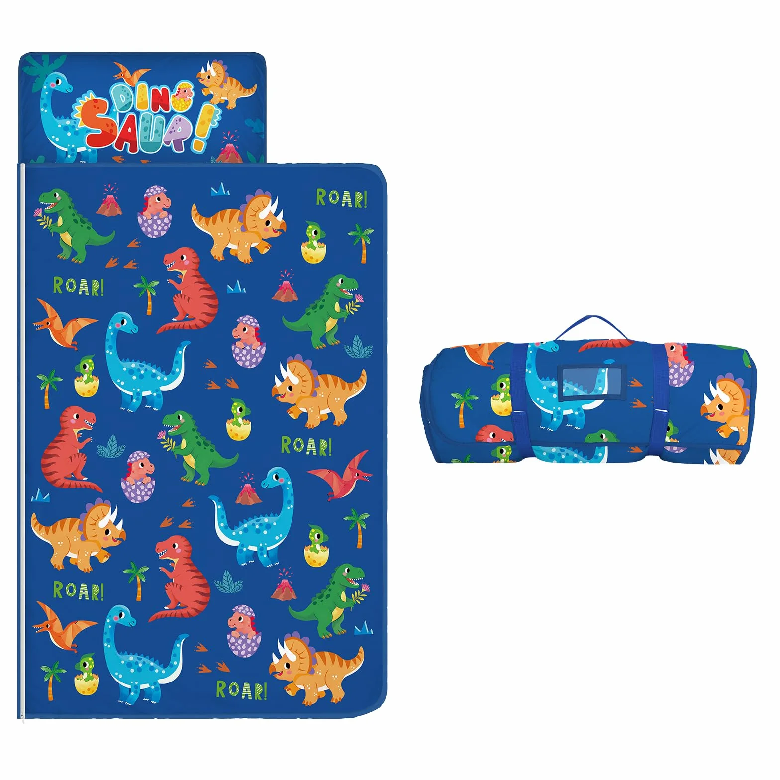 Decalsweet Nap Mat per Bambini con Cuscino e Coperta Rimovibili, Grande Extra Spesso 2 in 1 Sacco a Pelo Pieghevole per Ragazze Ragazzi, Leggero e Morbido Nap Mats per Asilo Nido e Campeggio