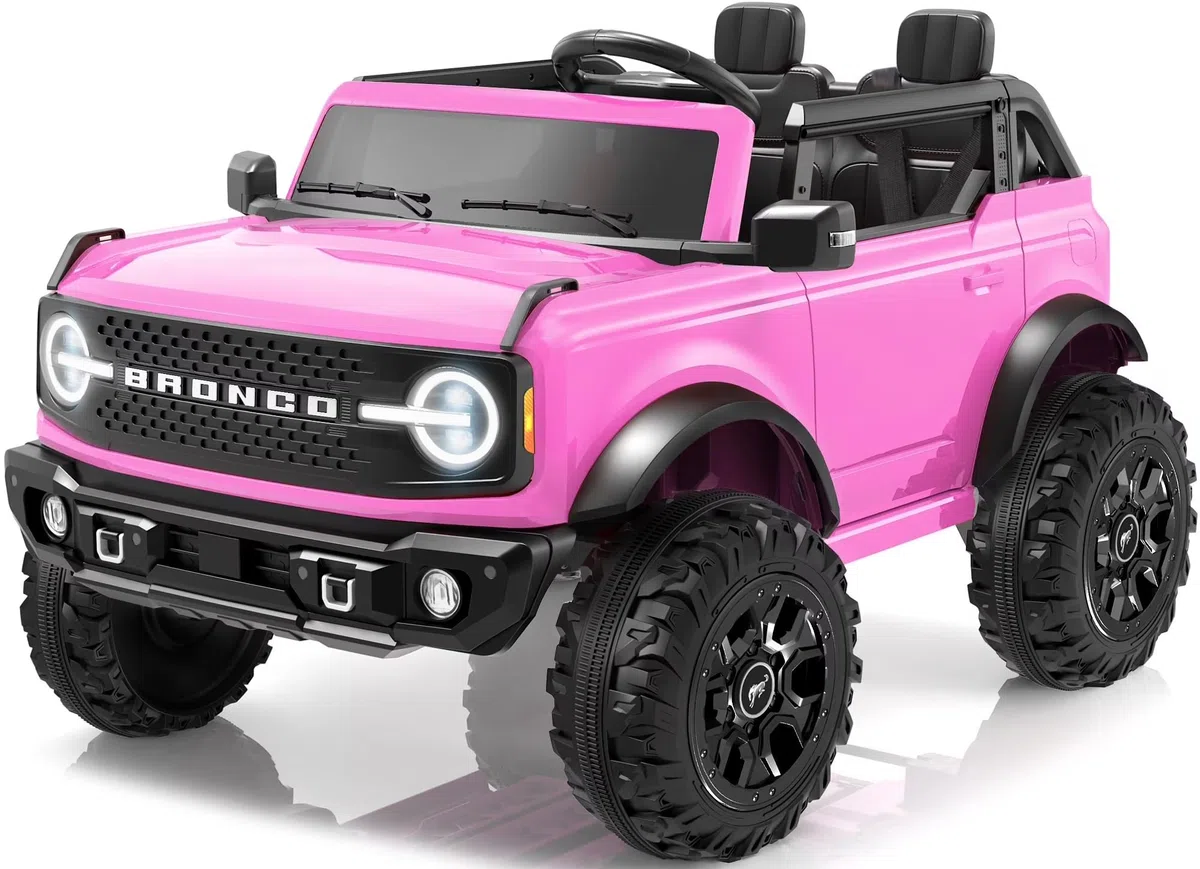Ford Bronco 24V Maxi Auto Elettrica Bambini 2 Posti Telecomando Porte Apribili Bluetooth 60 Kg Rosa