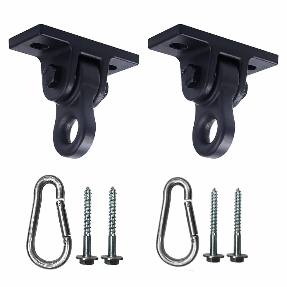 ABUSA Heavy Duty nero altalena ganci viti bulloni inclusi oltre 2.268 kg capacità parco giochi portico yoga sedile trapezio set in legno per interni ed esterni confezione da 2