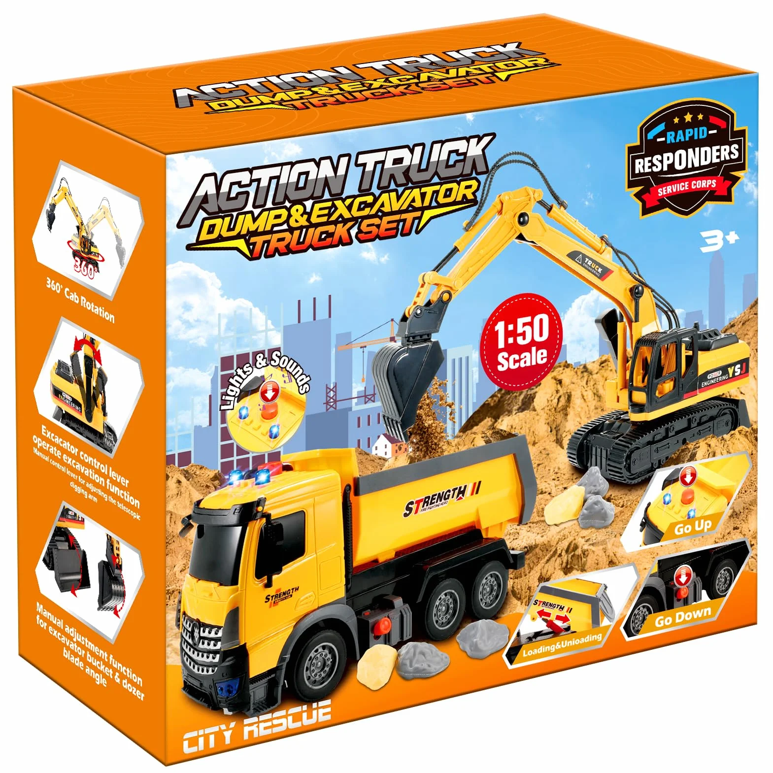 EUCOCO Giochi Bambini 3 4 5 6 7 8 Anni, Ruspa Escavatore Camion Giocattolo Per Bambini Regalo Bambino 3-8 Anni Macchinine Per Bambini Giocattolo Bambino 3-8 Anni Regali Compleanno Bambini Bambino