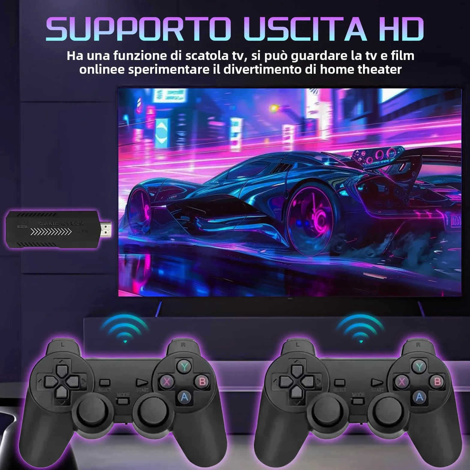 X2 PLUS Console di gioco retrò con uscita 4K HD,oltre 50000 giochi integrati, oltre 40 simulatori,processore quad-core S905L, videogiochi plug and play con 2 controller wireless,TV/computer, 128 GB