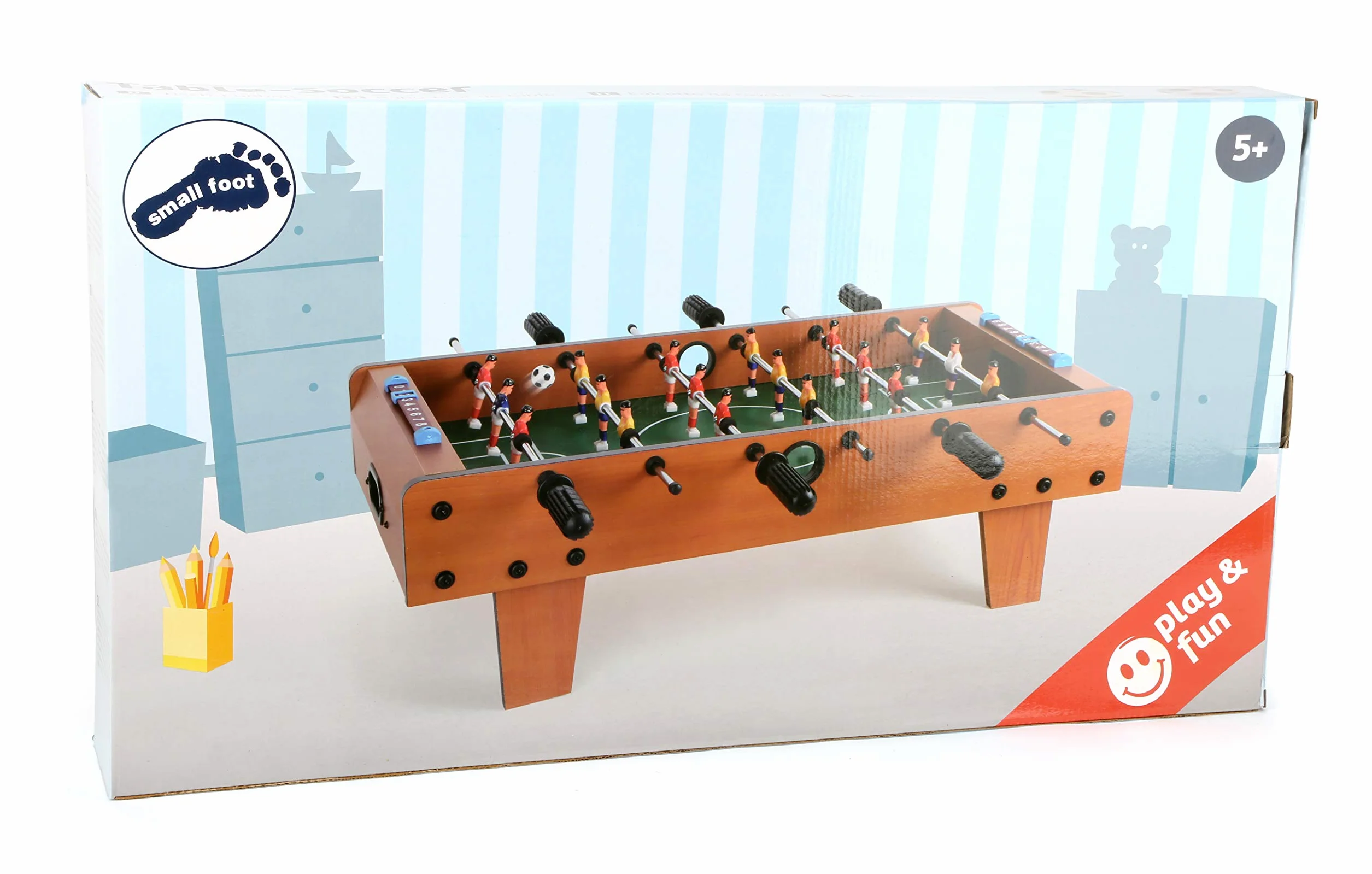 6702 Calcetto da tavolo small foot, il calcio balilla può essere posizionato su qualsiasi superficie piana, a partire dai 5 anni di età