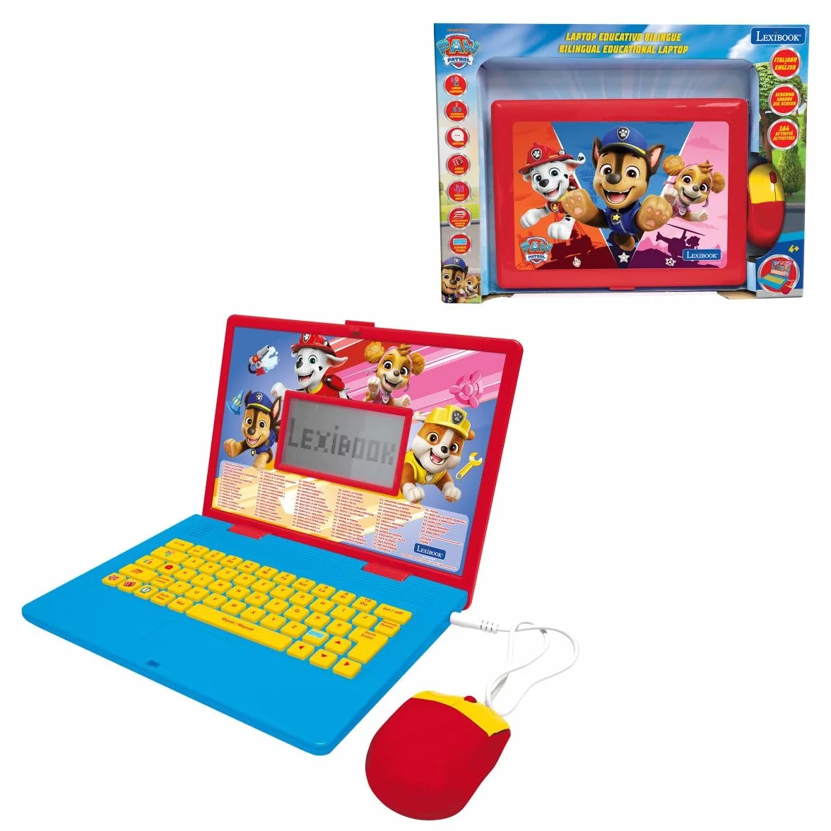 Lexibook, Paw Patrol, Laptop Educativo Bilingue, Inglese e Italiano, 164 Attività, Matematica, Giochi di Logica, Modalità Musicale, Grande Schermo LCD, Rosso/Blu, JC601PAi5LXB