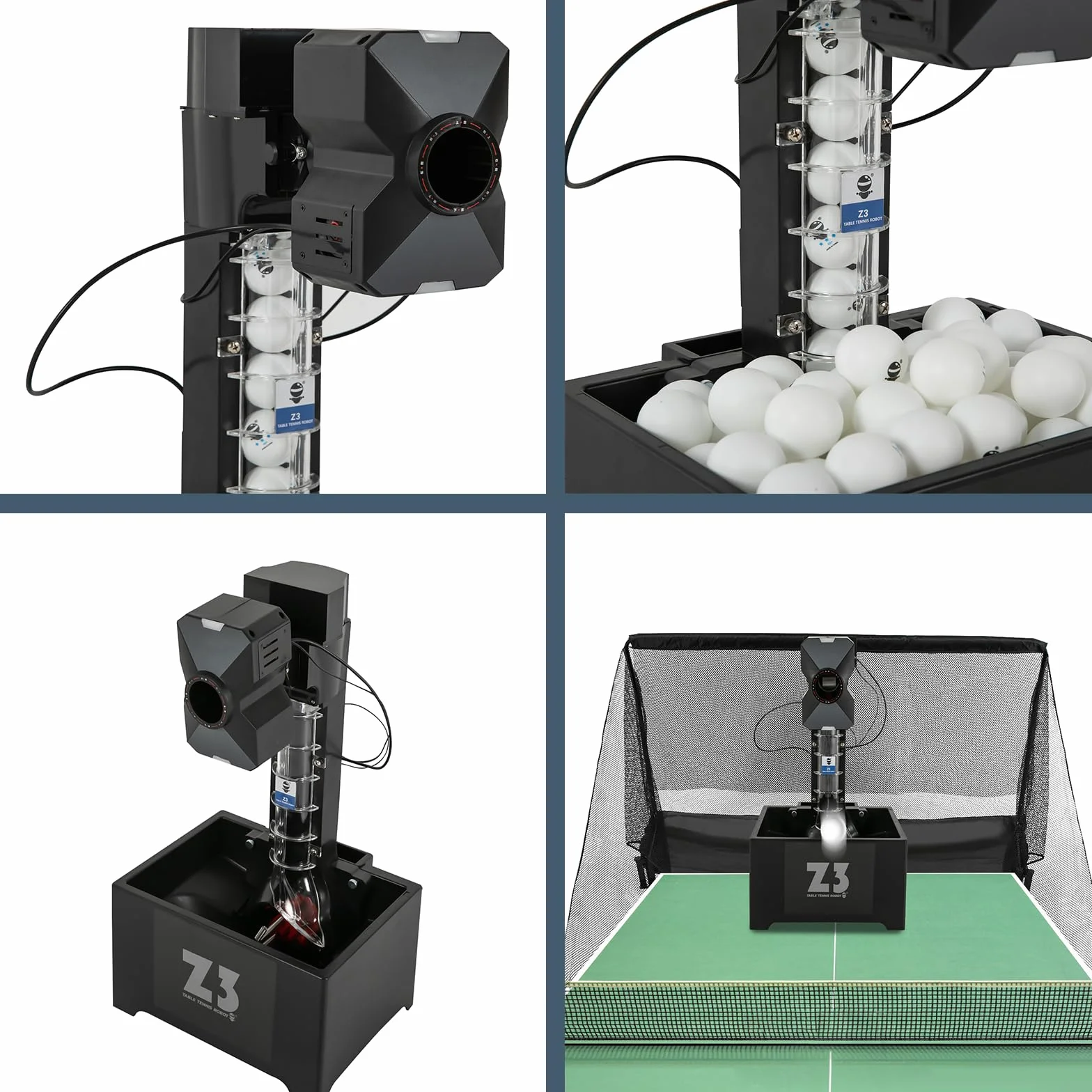 OUKANING Robot da Ping Pong - Macchina Automatica per Allenamento, 10 Modalità, Velocità 4-40m/s, Frequenza 35-90 Palline/min, Capacità 100 Palline, Rete 152x137cm – Per Scuole e Sport