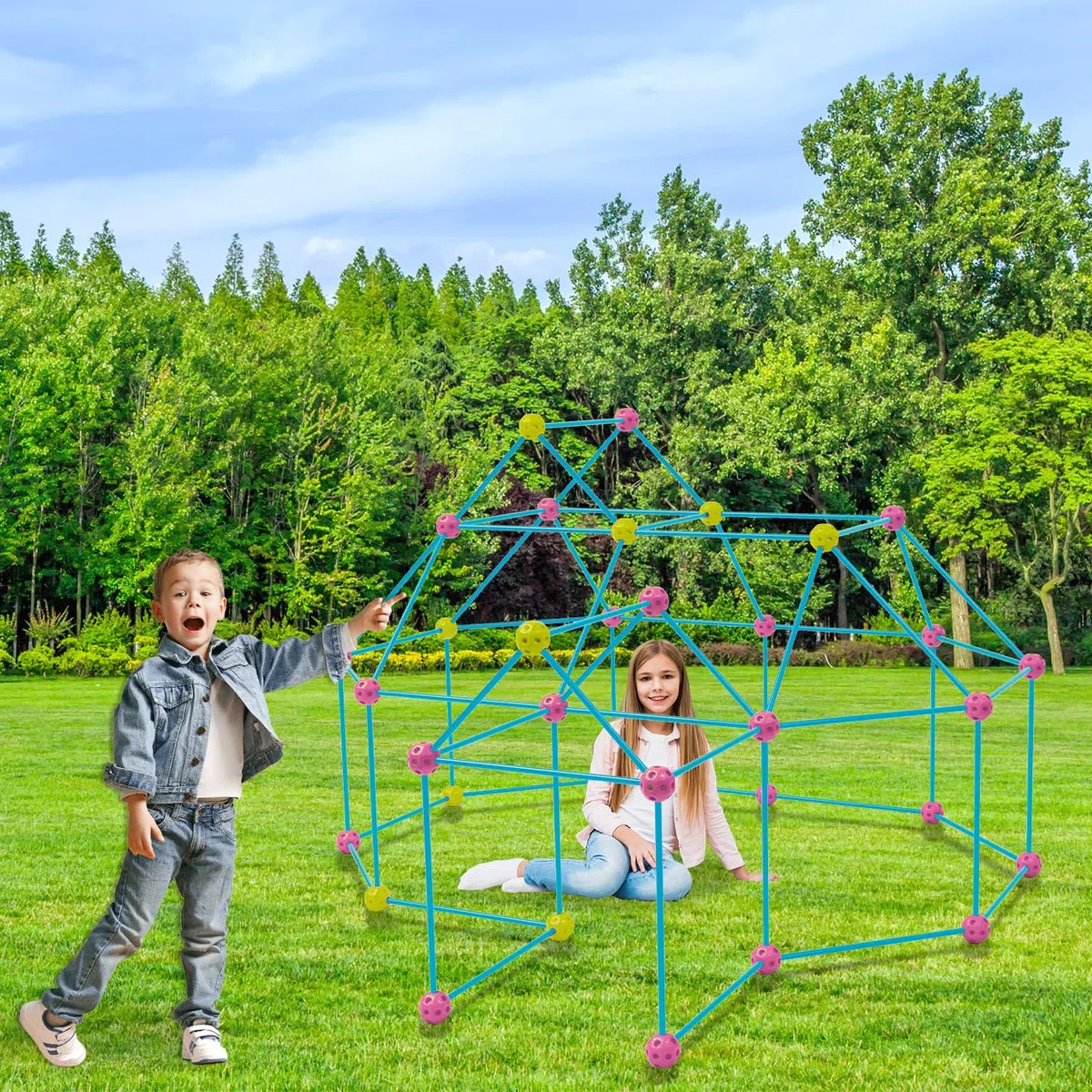 Fortezza XL Kit Costruzione 102 Pezzi Casetta da Giardino per Bambini 5 Anni Giochi