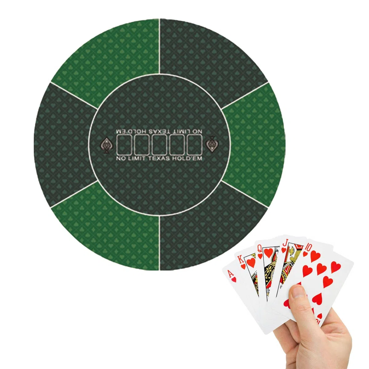 Tappetino da poker antiscivolo, 58,4 x 58,4 cm, rotondo, per Texas Holdem – tavolo da poker portatile, impermeabile, pieghevole, verde, per giochi di carte ovunque