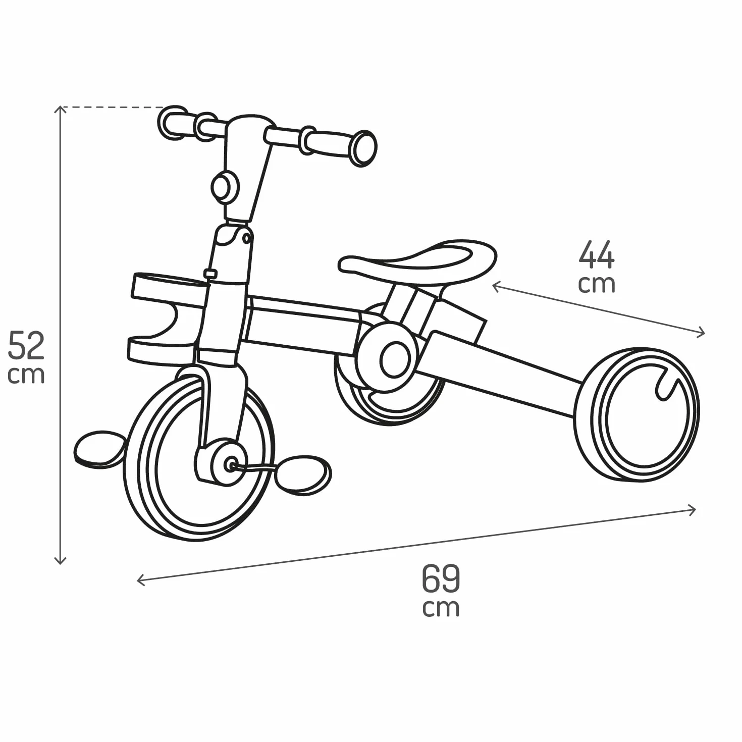 MoMi FILO 3in1 Triciclo Evolutivo per bambini 1-3 anni - Bici Senza Pedali Pieghevole, sella regolabili, pedali rimovibili - Tricicli con portabicchiere e ruote in EVA