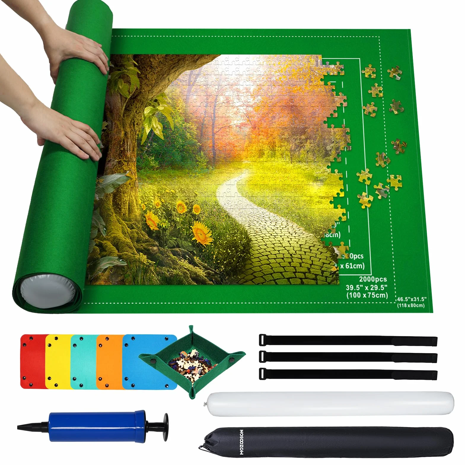 MOZOOSON Tappeto Puzzle Bambini Adulti, Tappetino Puzzle Feltro, Puzzle Pad Roll Up 2000 Pezzi
