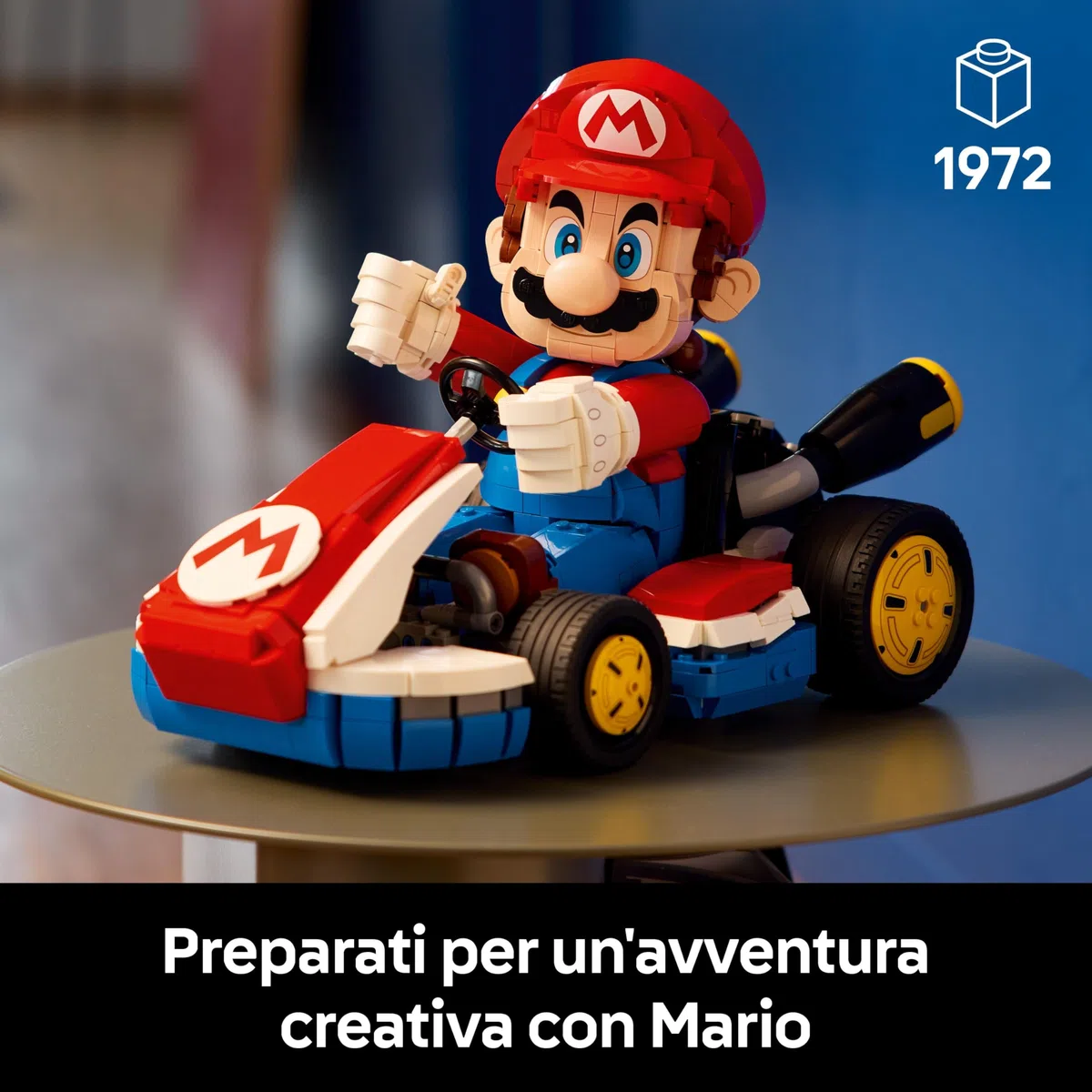 LEGO Mario Kart: Mario e Kart Standard - Personaggio Nintendo da Esposizione con Modellino di Auto per i Fan del Videogioco - 72037