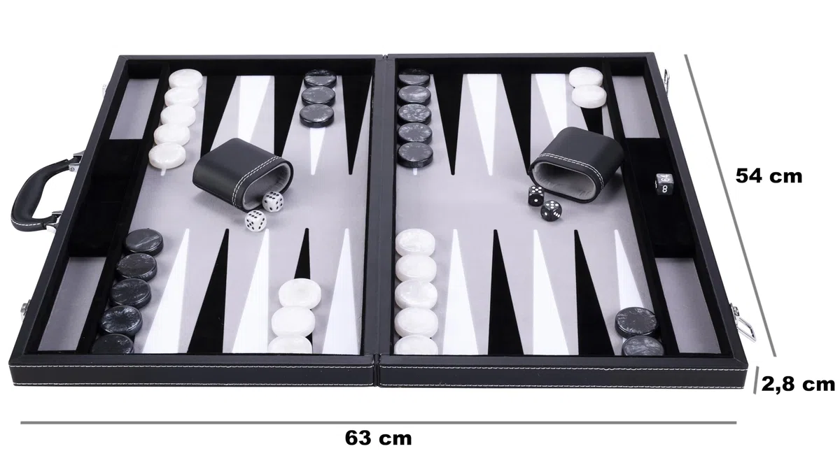 Engelhart - 250537 - Backgammon di Lusso 21 Pollici (54 cm) – Gioco Elegante in Similpelle con Interno in Feltro – Materiali di Alta Qualità
