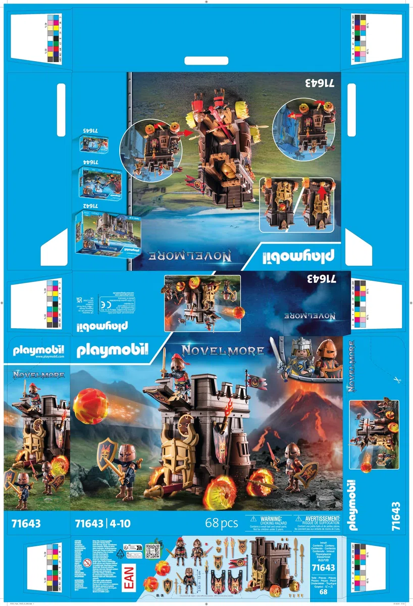 PLAYMOBIL Novelmore 71643 Carro d'assalto con cannone, con tre cavalieri Guerrieri di Burnham e vari accessori per battaglie emozionanti, giocattolo per bambini dai 4 anni in su