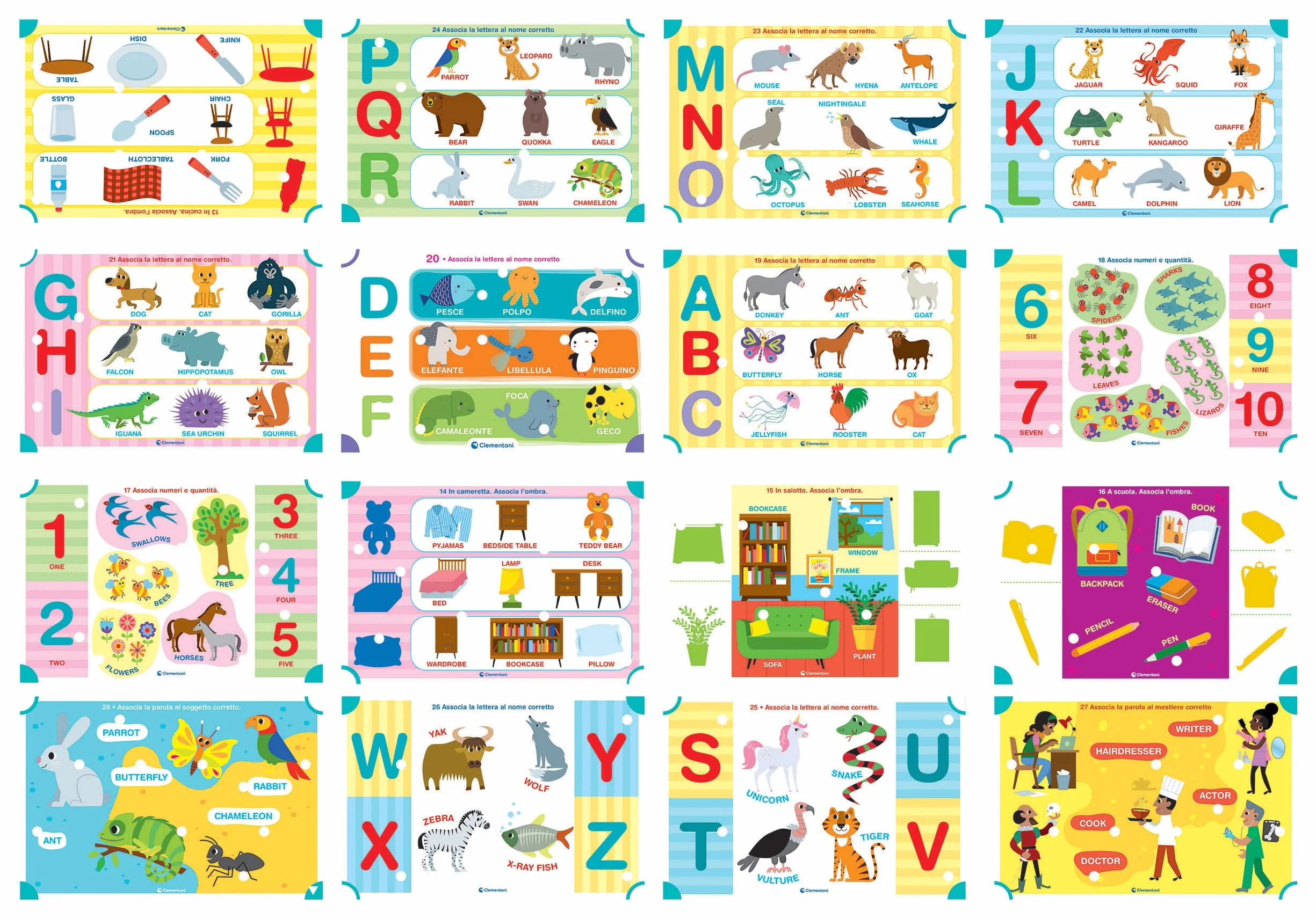 Clementoni Sapientino - Banchetto Inglese con 16 Schede Educative Illustrate, 32 attività e 2 Penne Interattive, Gioco Educativo 3-6 Anni, Made in Italy, Lingua Italiana, 16387
