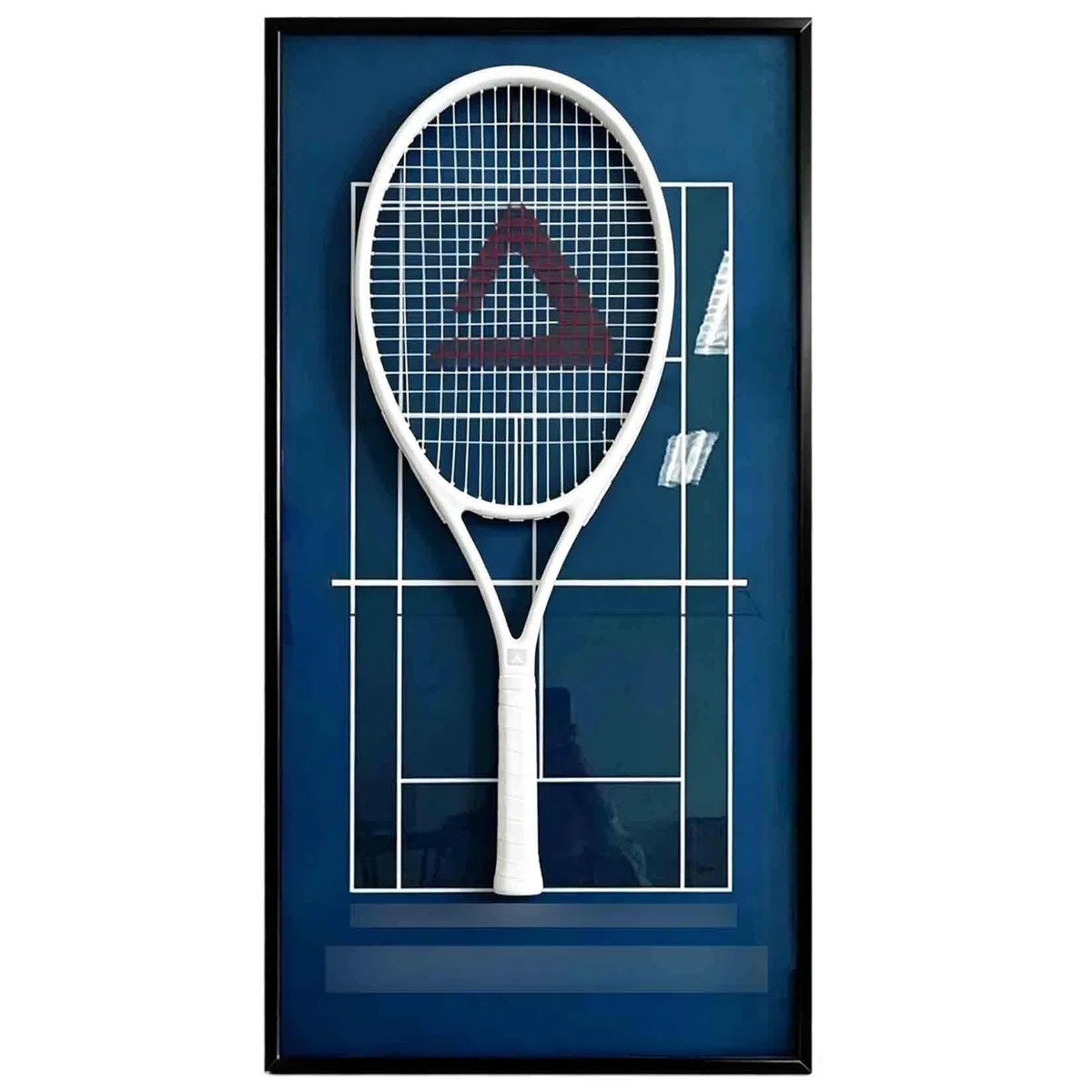 Cornice per Racchetta da Tennis - cornice espositiva con retro in lino per Casa, Soggiorno, Camera da Letto per esposizione di attrezzi sportivi (40 x 80 cm)(B)