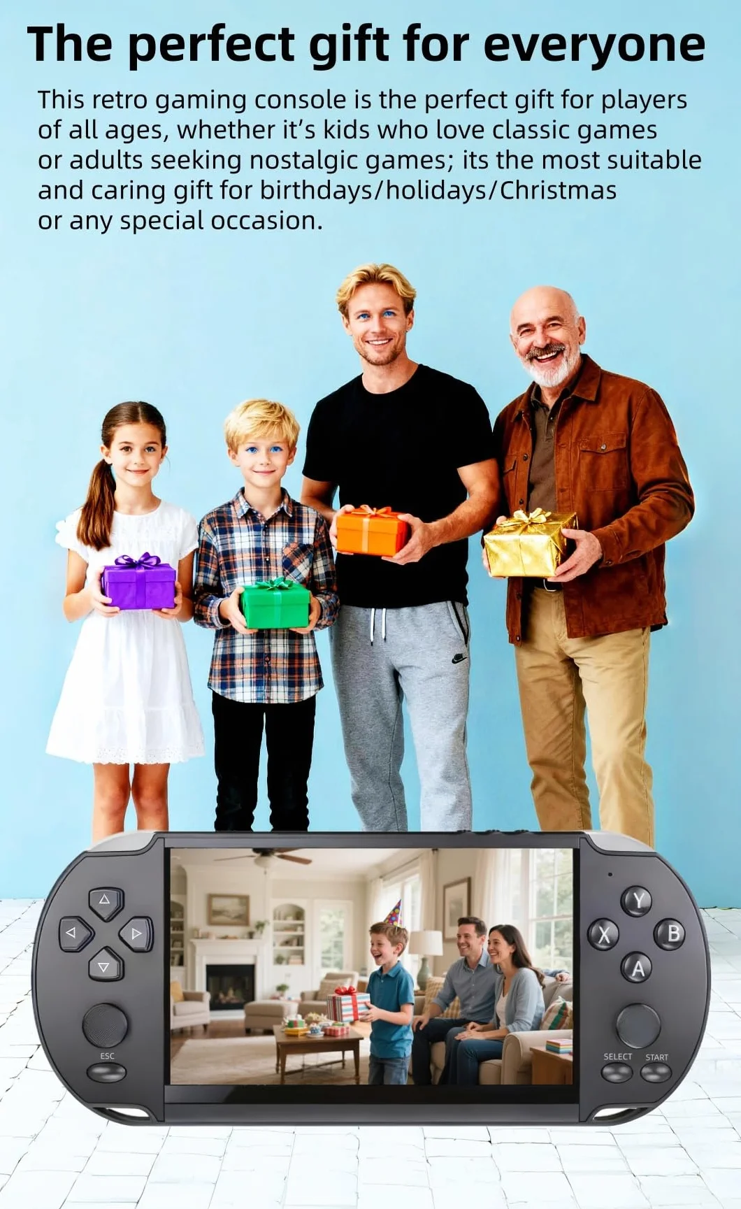 5,1 Pollici Console di Gioco Portatile Più Simulatori Retro Video/Musica/E-Book/TV Indoor/Outdoor/Travel Larisure Gioco elettronico Compleanno/Regalo di Vacanza