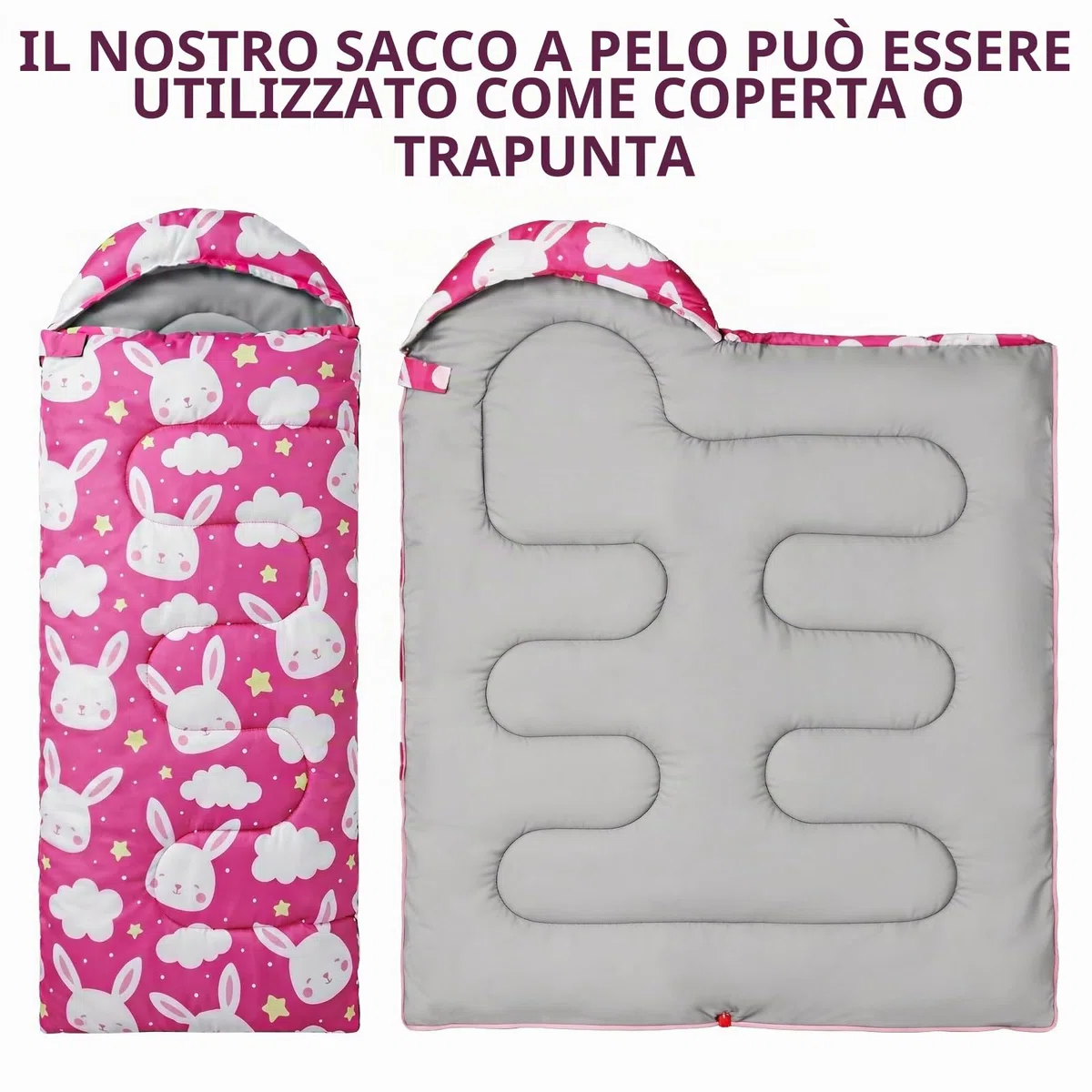 Sacchi a pelo per bambini, sacco a pelo da campeggio con borsa per il trasporto, sacco a pelo compatto per escursionismo, zaino in spalla 3 stagioni, clima caldo e fresco, leggero, impermeabile, da