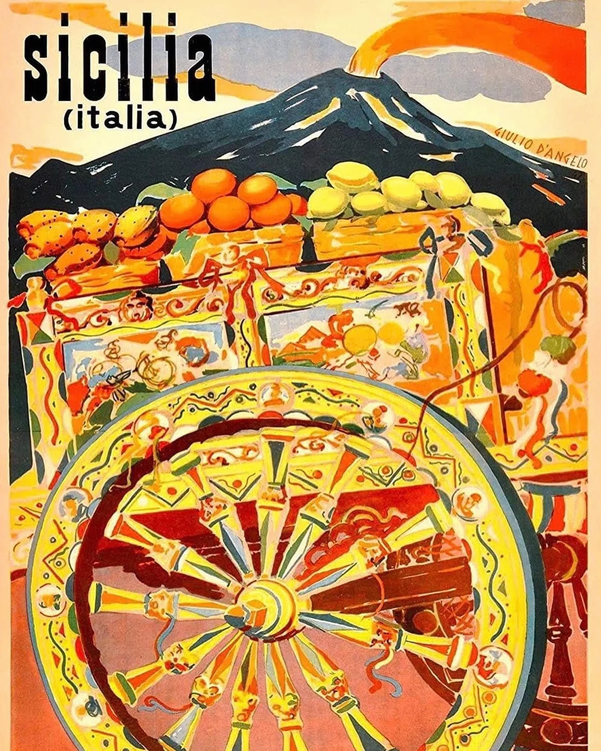 Tesori Di Sicilia Carretto Siciliano realizzato interamente a mano, Prodotto Caratteristico della Sicilia in Legno