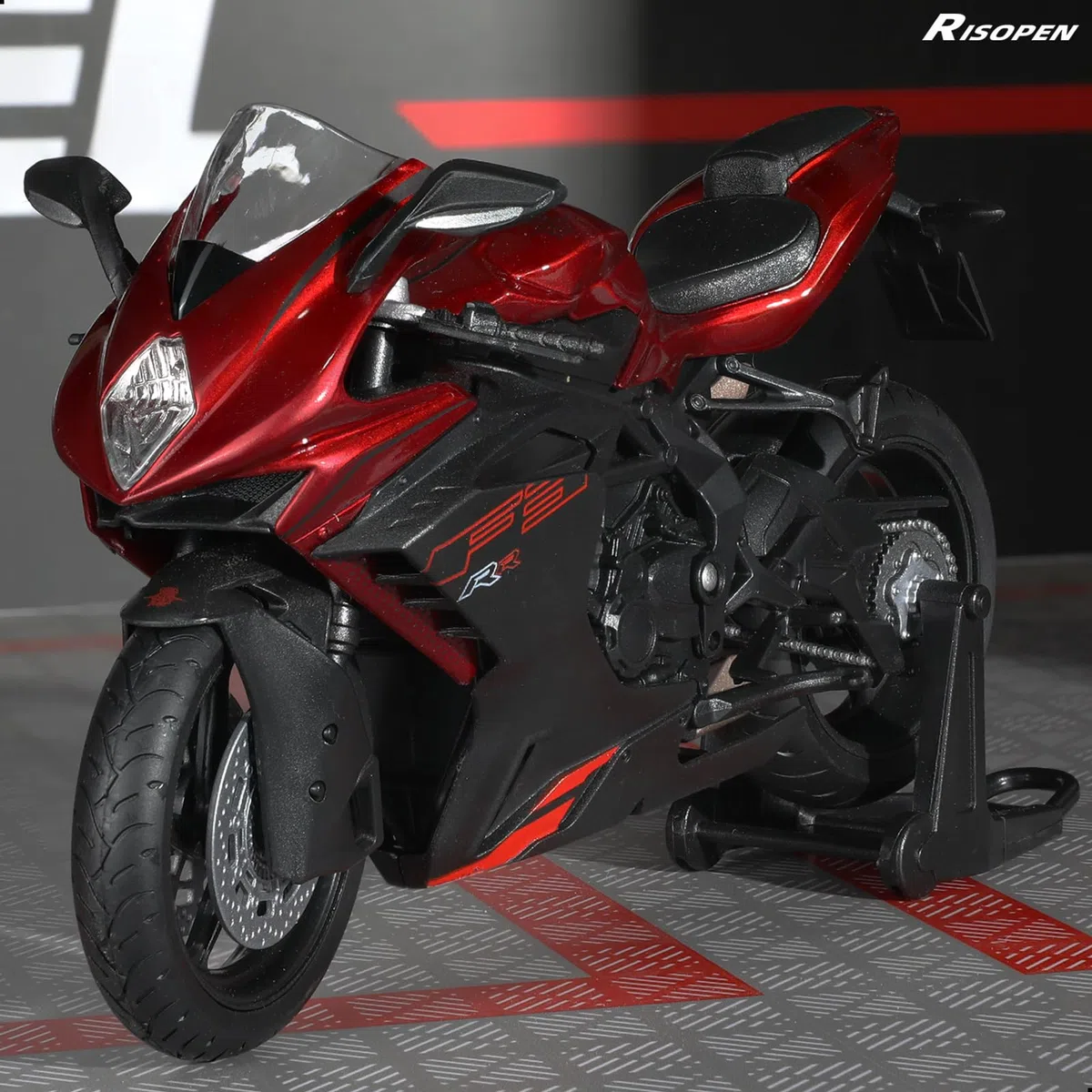 1/12 moto giocattolo giocattolo compatibile per MV Agusta F3 RR in lega pressofusione modello nessun assemblaggio richiesto mini-racing moto collezione adulto (rosso)