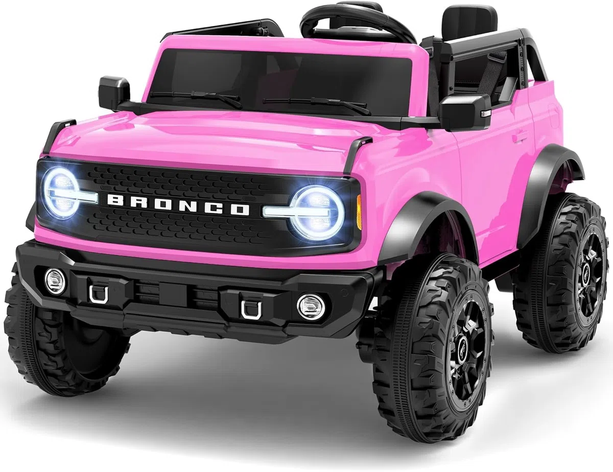 Ford Bronco 24V Maxi Auto Elettrica Bambini 2 Posti Telecomando Porte Apribili Bluetooth 60 Kg Rosa