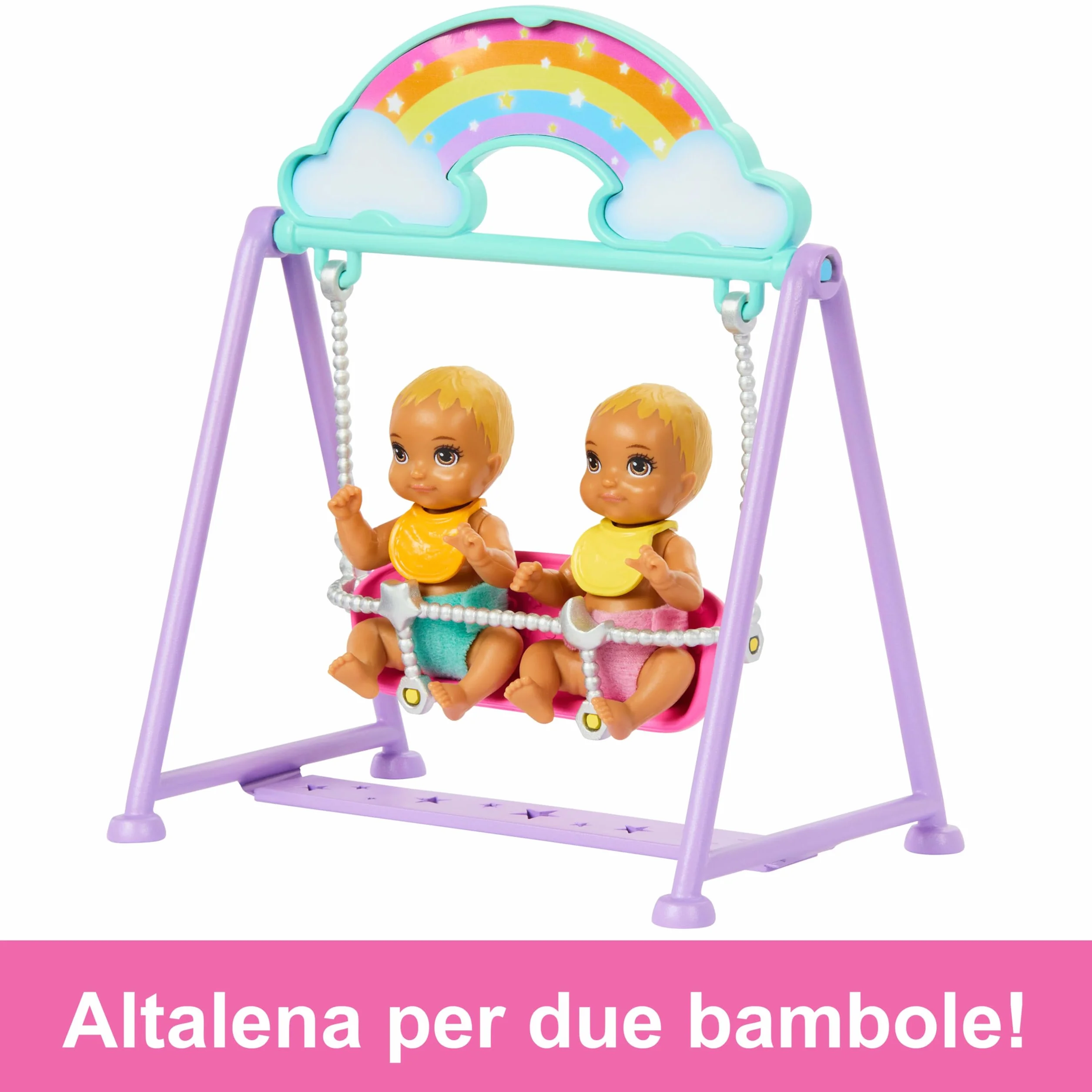 Barbie - Skipper Playset Cameretta, set con bambola Skipper e due gemelline, tanti accessori inclusi tra cui culla, altalena e dondolo, giocattolo per bambini, 3+ anni, HXM99