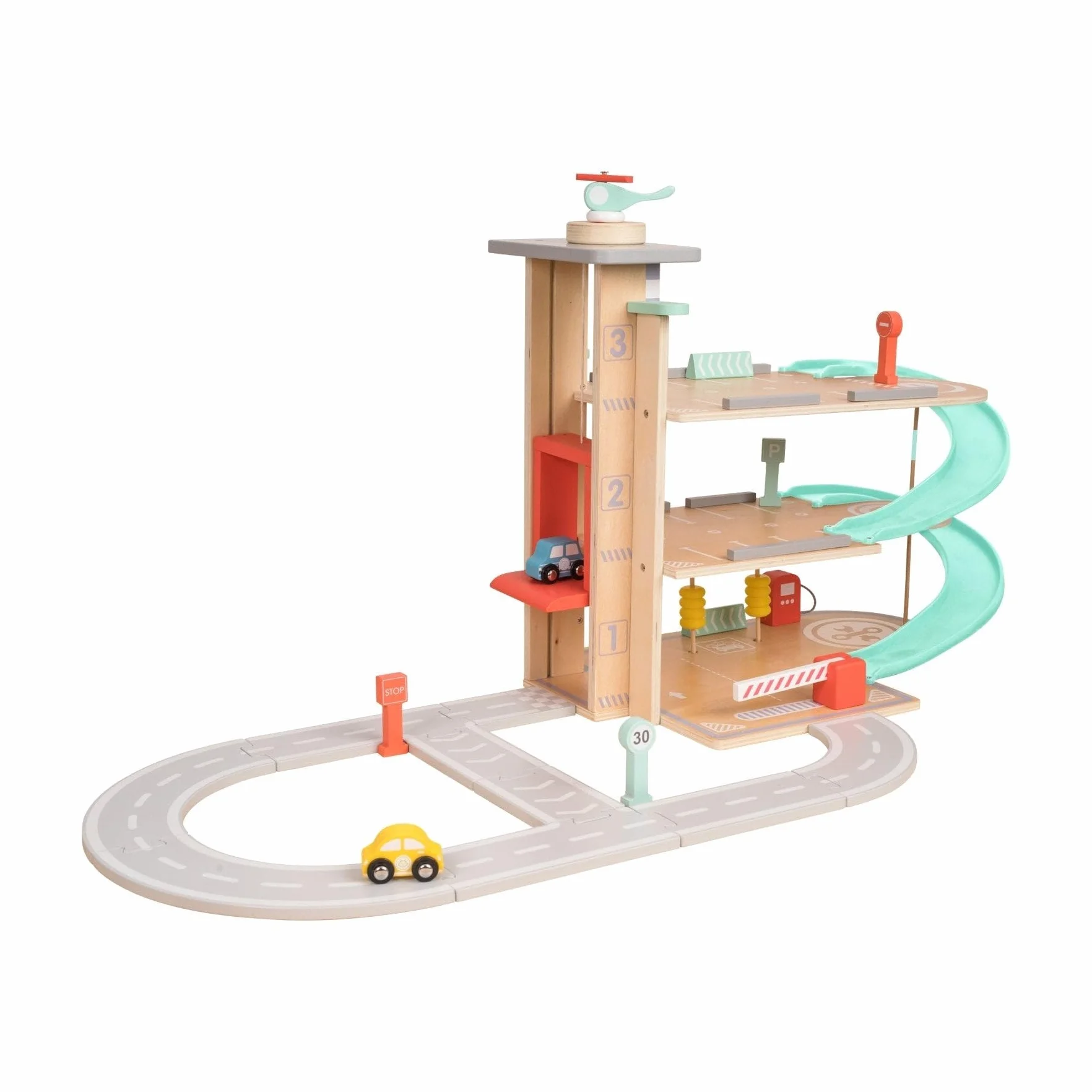 Owl & Fox Garage d'Auto da Gioco in Legno Tradizionale. Giocattoli di legno per ragazzi e ragazze dai 3 anni in su, gioco di ruolo interattivo e fantasioso, giocattolo di apprendimento Montessori