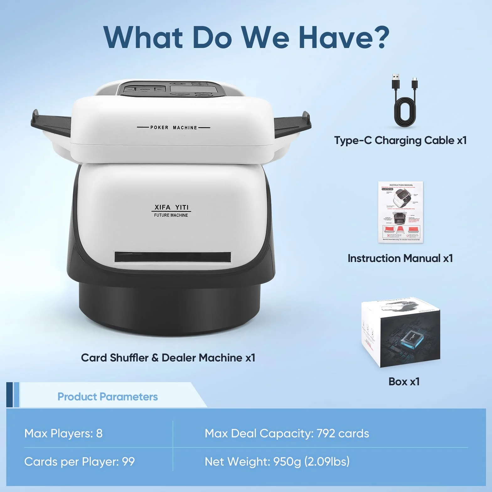 Mescolatore e distributore automatico di carte all-in-one, 5 modalità intelligenti, lanciatore di dadi integrato, ricaricabile, compatibile con carte da poker, blackjack e uno per 2-8 giocatori(2IN1)