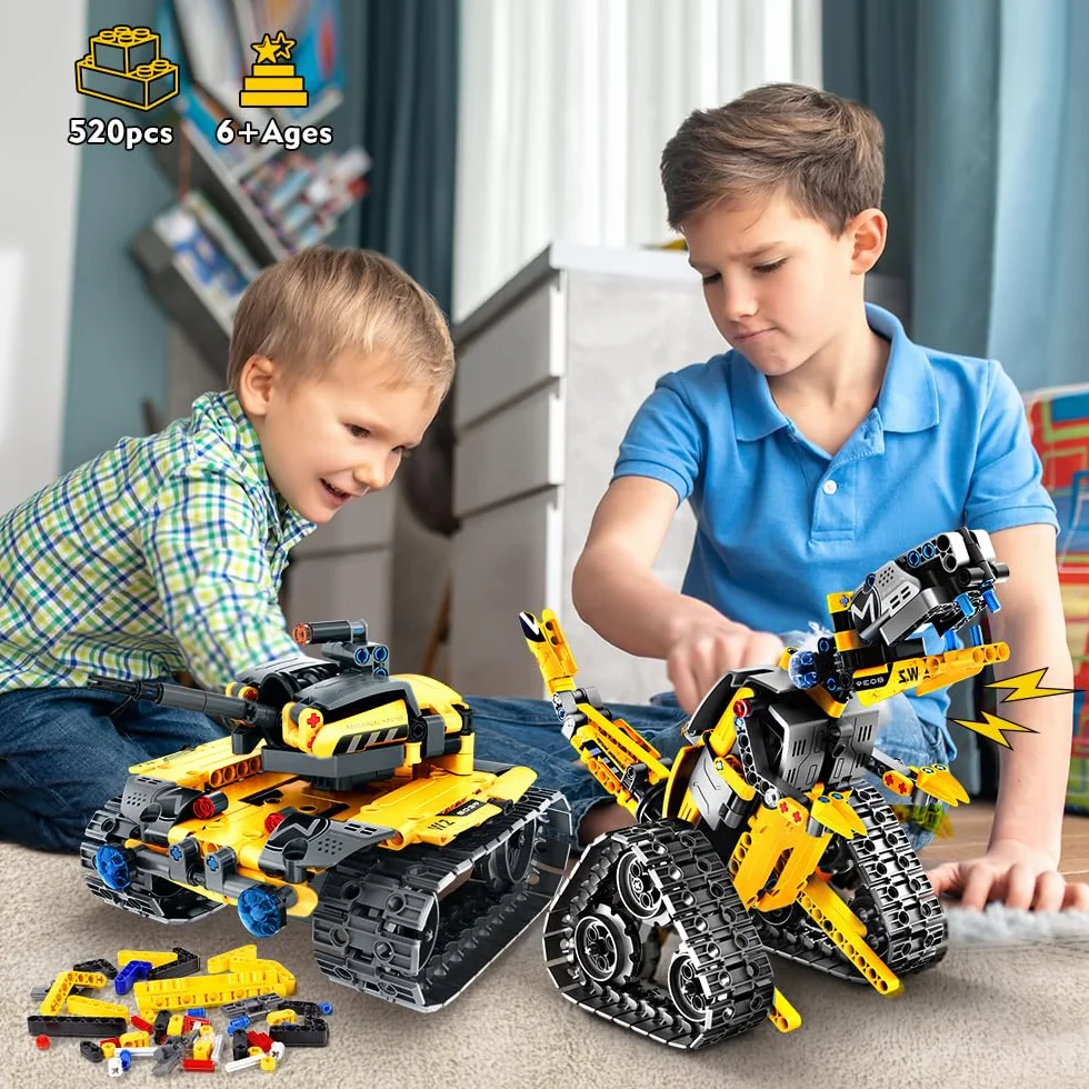 CUBIMANA Robot Tecnologico 5-in-1 per Bambini - Giocattolo di Costruzione Telecomandato Con App, Robot da Parete, Regali di Dinosauri per Ragazzi e Ragazze 6-12+ Anni