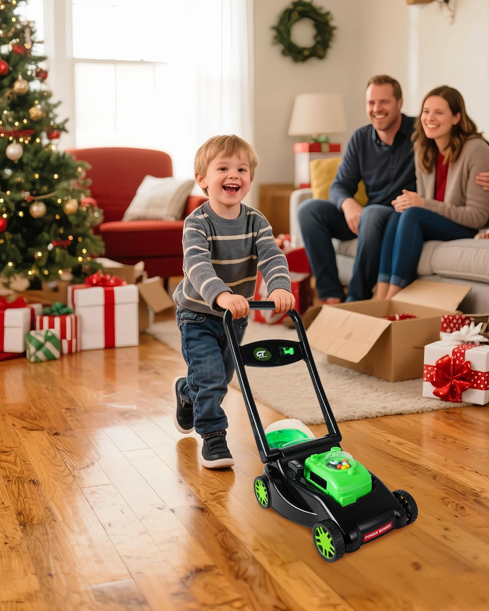 Kids Lawn Mower with Realistic Grass-Cutting Action And Sounds–No Batteries Required | Kids Lawn Mower，Fun Outdoor Push Toy for Kids