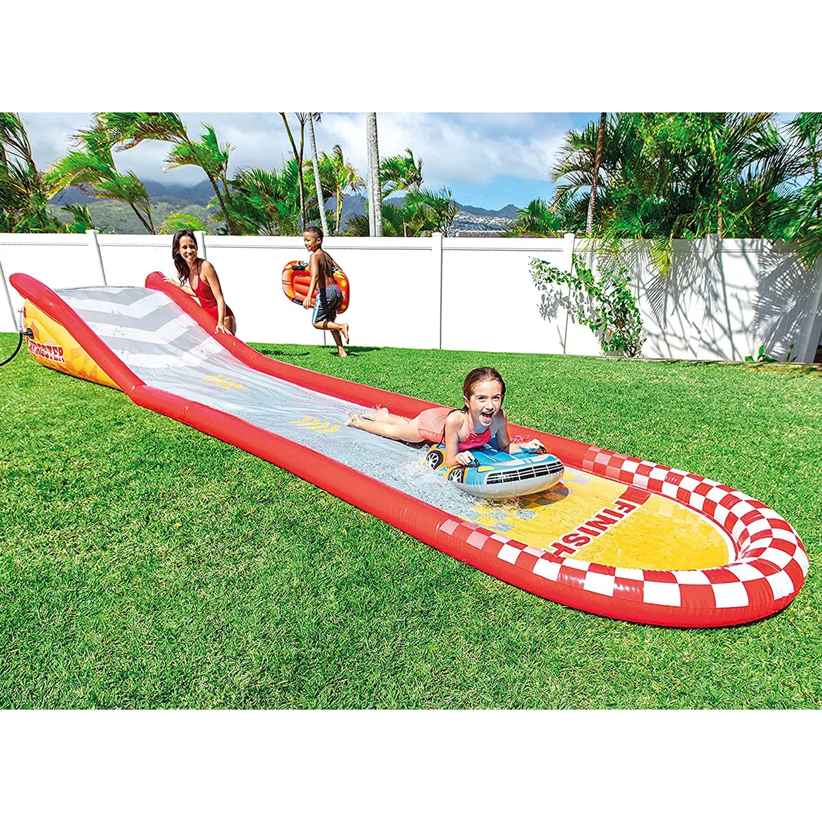 Intex 57167Ep Pista Gonfiabile Acquascivolo con 2 Piloti Auto da Surf e Spruzzatore Integrato per Bambini 6+