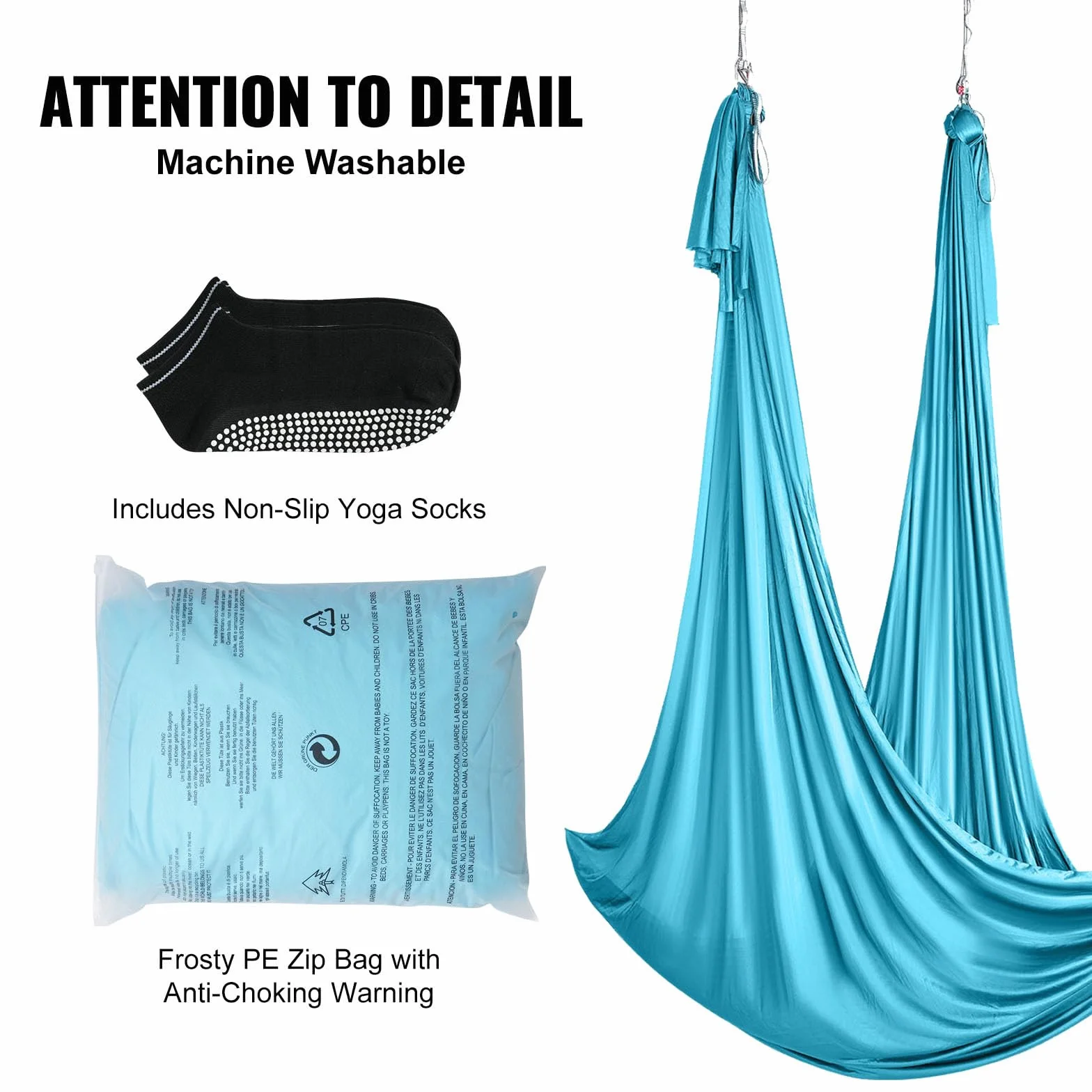 VEVOR Altalena per Yoga e Seta Aerea, 11 Metri, Kit Amaca per Yoga Aerea con Tessuto in Nylon da 100 g/m², Hardware Completo per L'attrezzatura e Guida di Installazione Facile, Blu