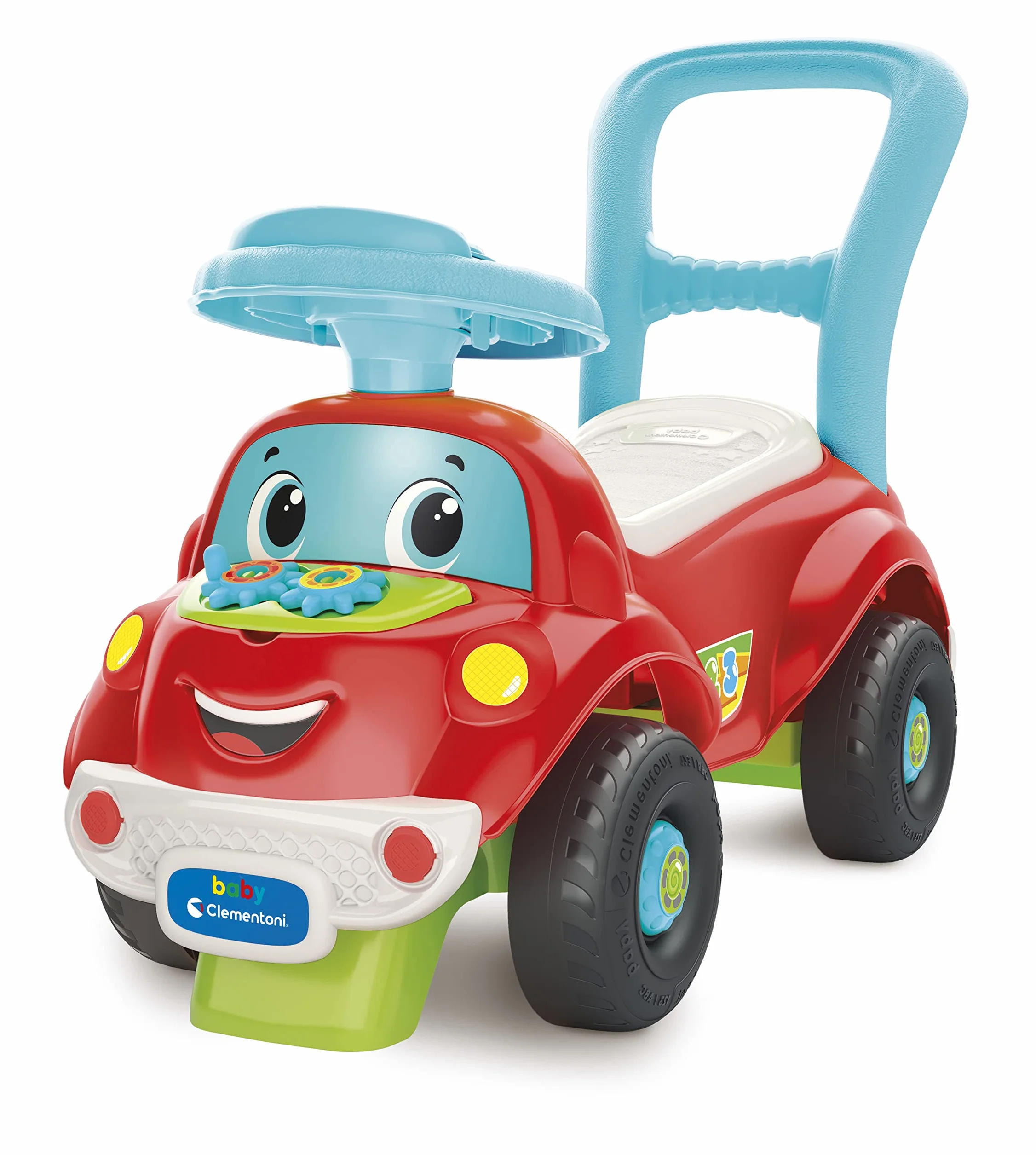 Clementoni Baby Nicolò Go Go 3 in 1, Macchinina Bambino 1 Anno, Gioco Prima Infanzia Primi Passi, Cavalcabile e Centro Attività Italiano e Inglese, Stimola Motilità e Curiosità, Made in Italy, 17747