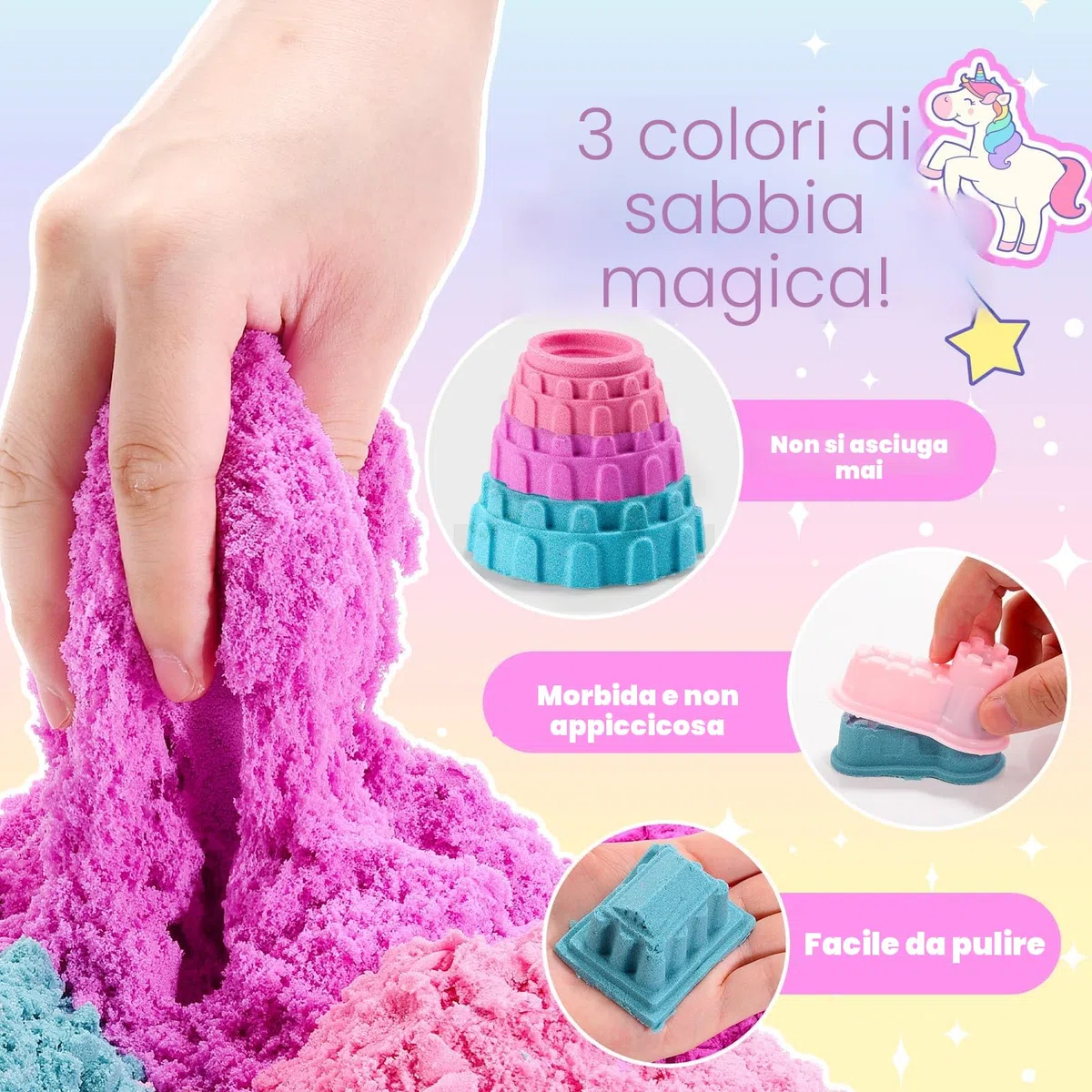Regalo unicorno per ragazze Magic Sand Toy sabbia da gioco per bambini 3-10 anni