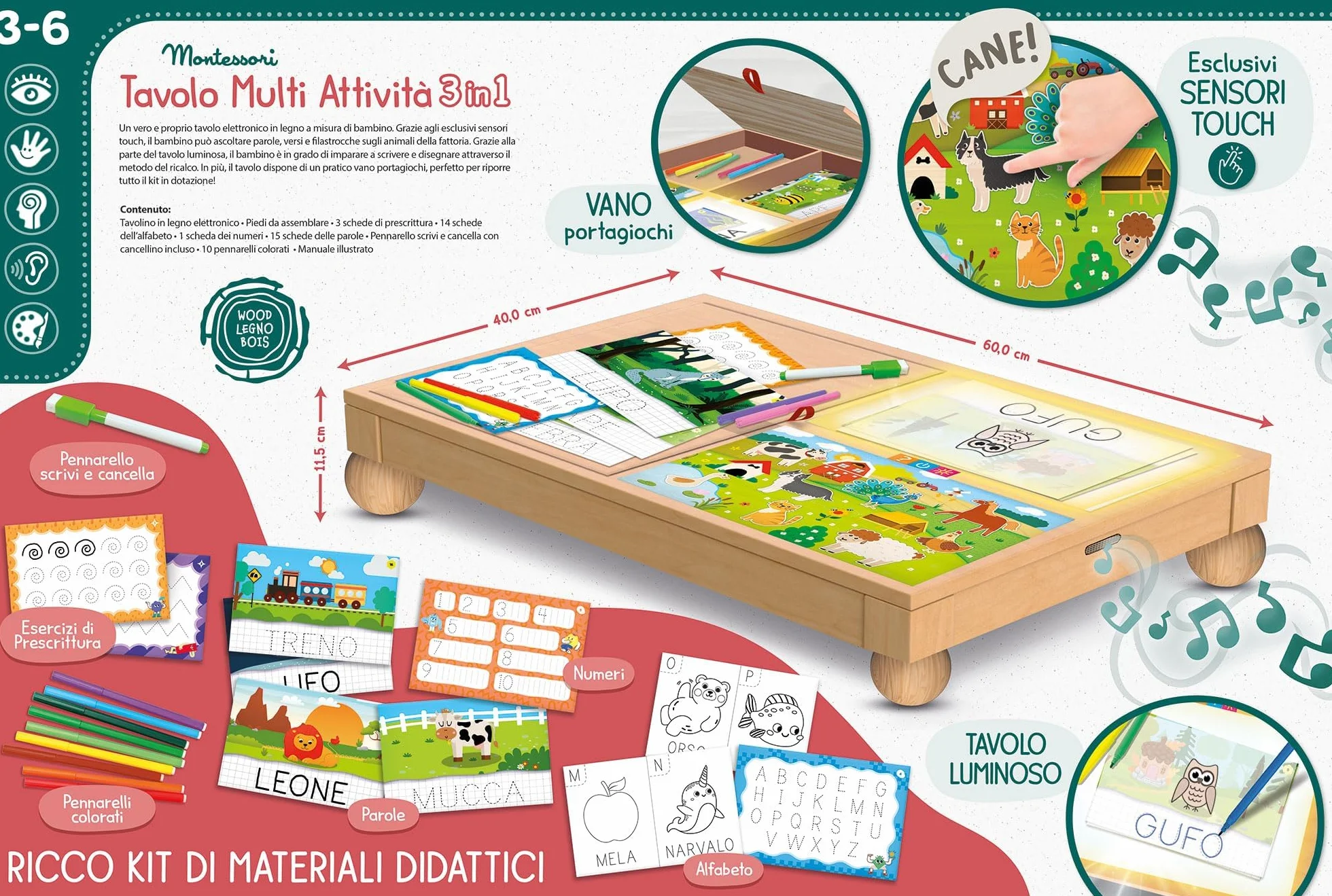 Liscianigiochi Montessori Legno tavolo multi Attivita'